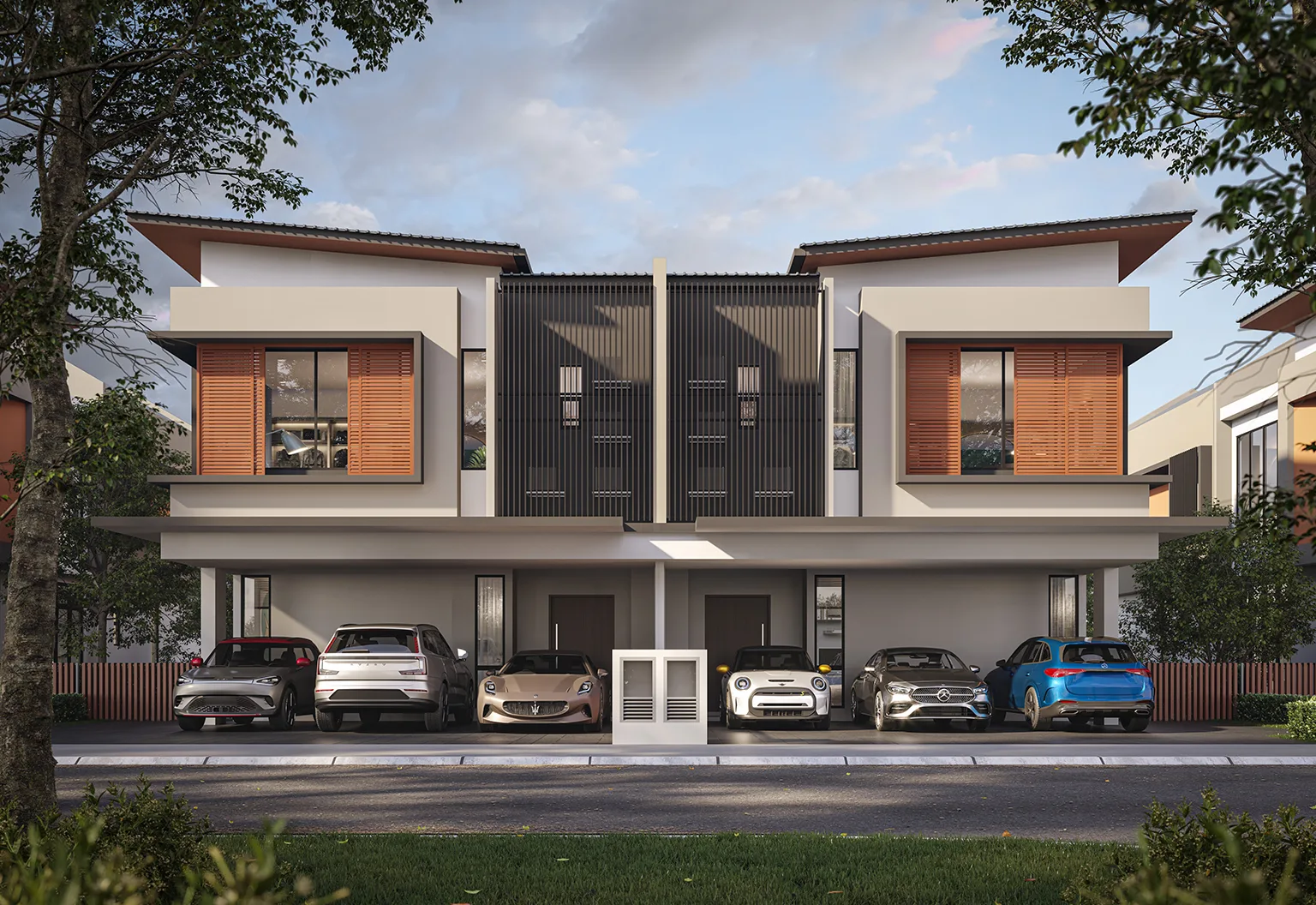 Calis two-storey semi-detached home facade at The Straits View Garden, Bandar Baru Permas Jaya, Johor Bahru