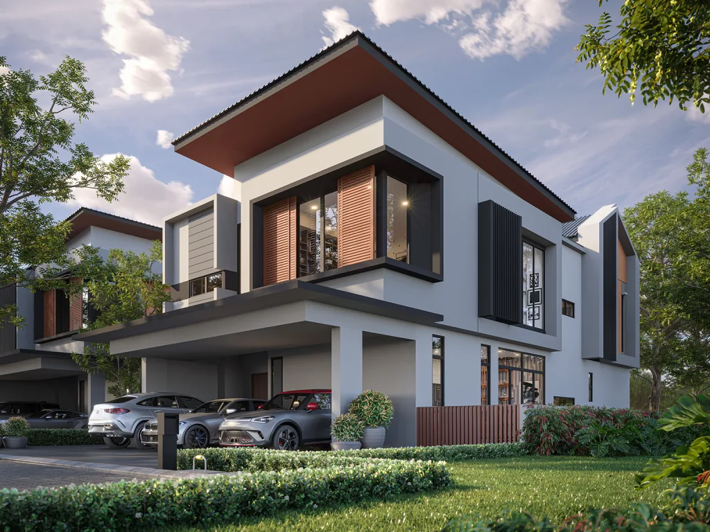 Danae two-storey bungalow facade at The Straits View Garden, 3,715 sq ft with five bedrooms, Bandar Baru Permas Jaya, Johor Bahru