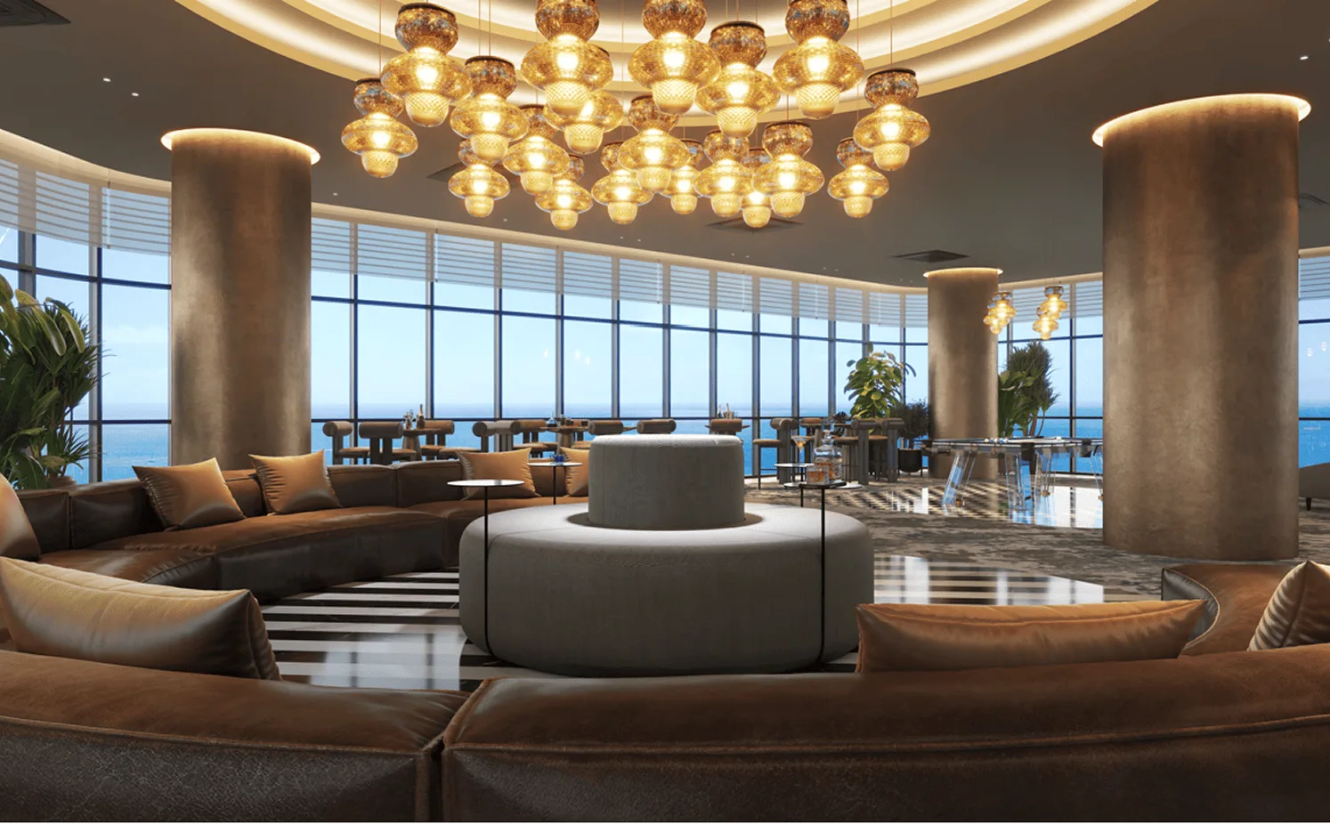 Entertainment lounge on the Level 6 podium at The V by Jesselton, Likas Bay, Kota Kinabalu, Sabah