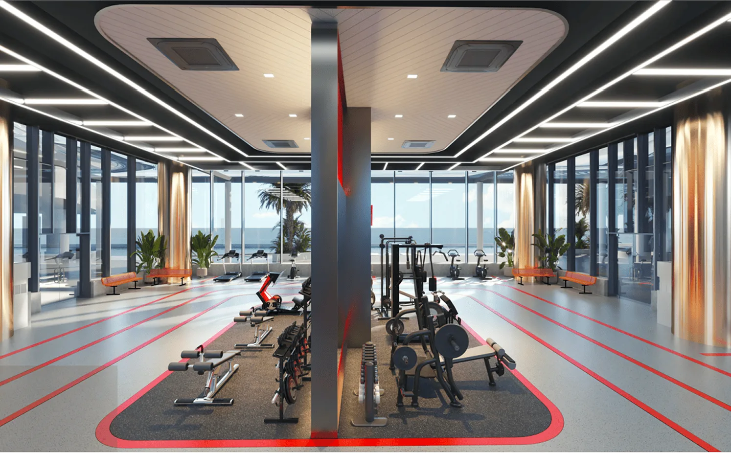 Fitness centre on the Level 6 podium at The V by Jesselton, Likas Bay, Kota Kinabalu, Sabah