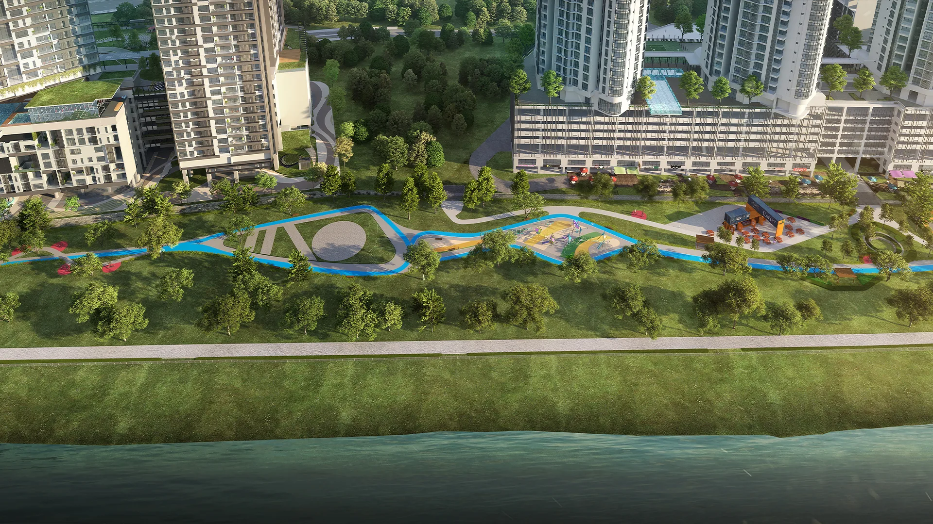 Riverfront promenade at TRIA Residences @ 9 Seputeh by MRCB Land, Seputeh, Kuala Lumpur