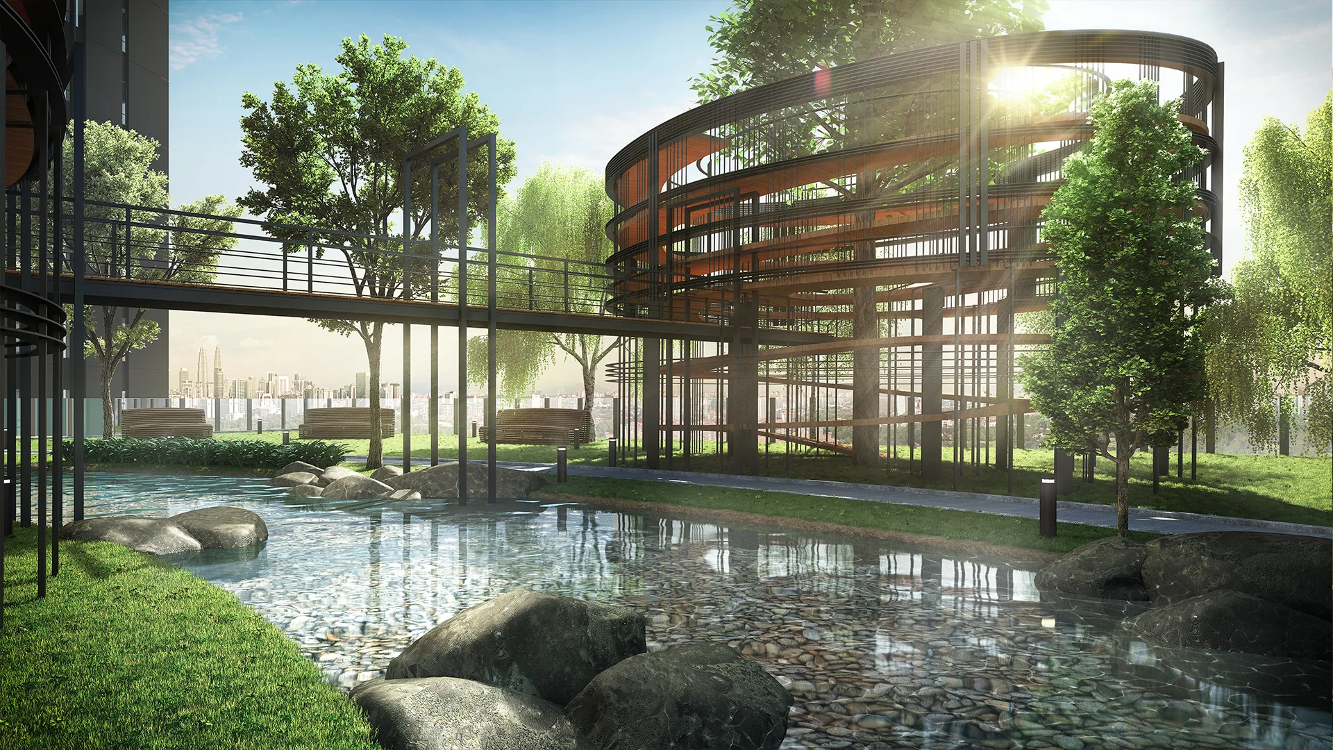 Tree house and water brook at TRIA Residences @ 9 Seputeh by MRCB Land, Seputeh, Kuala Lumpur