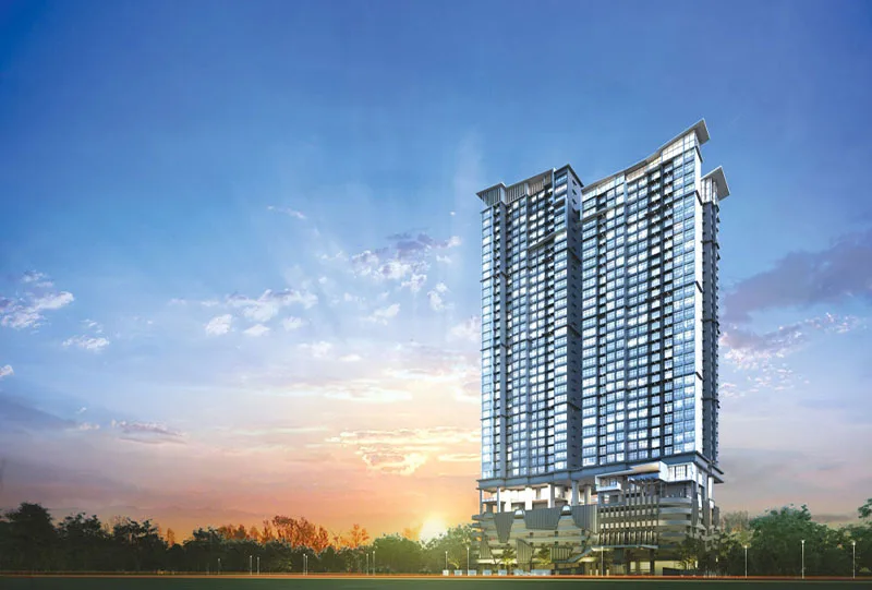 Twin Tower Residence at Bukit Chagar, Johor Bahru — two freehold serviced apartment blocks beside JB Sentral, official image published by SKS Group