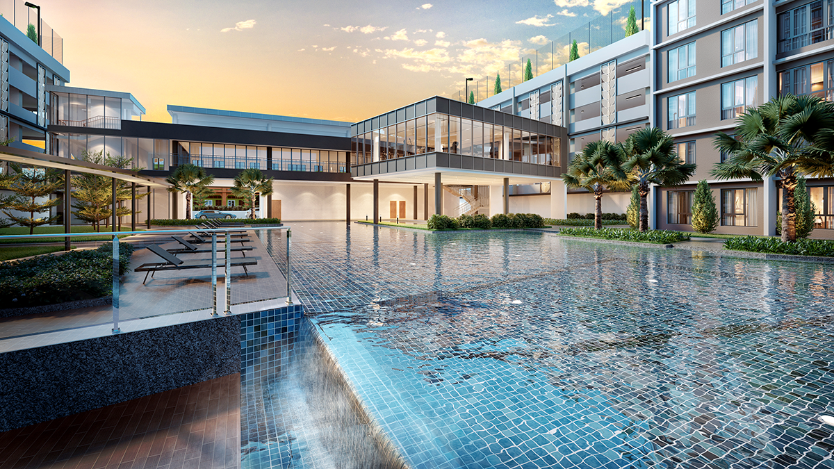 Swimming pool on the Level 2 and 3 facilities deck at Veranda Residences Phase 2, Johor Bahru