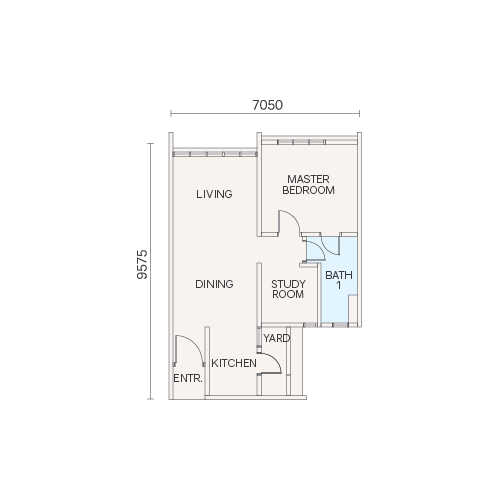 Veranda Residences Phase 2 Type A floor plan, 632 sq ft one-plus-one bedroom, MBW City Johor Bahru