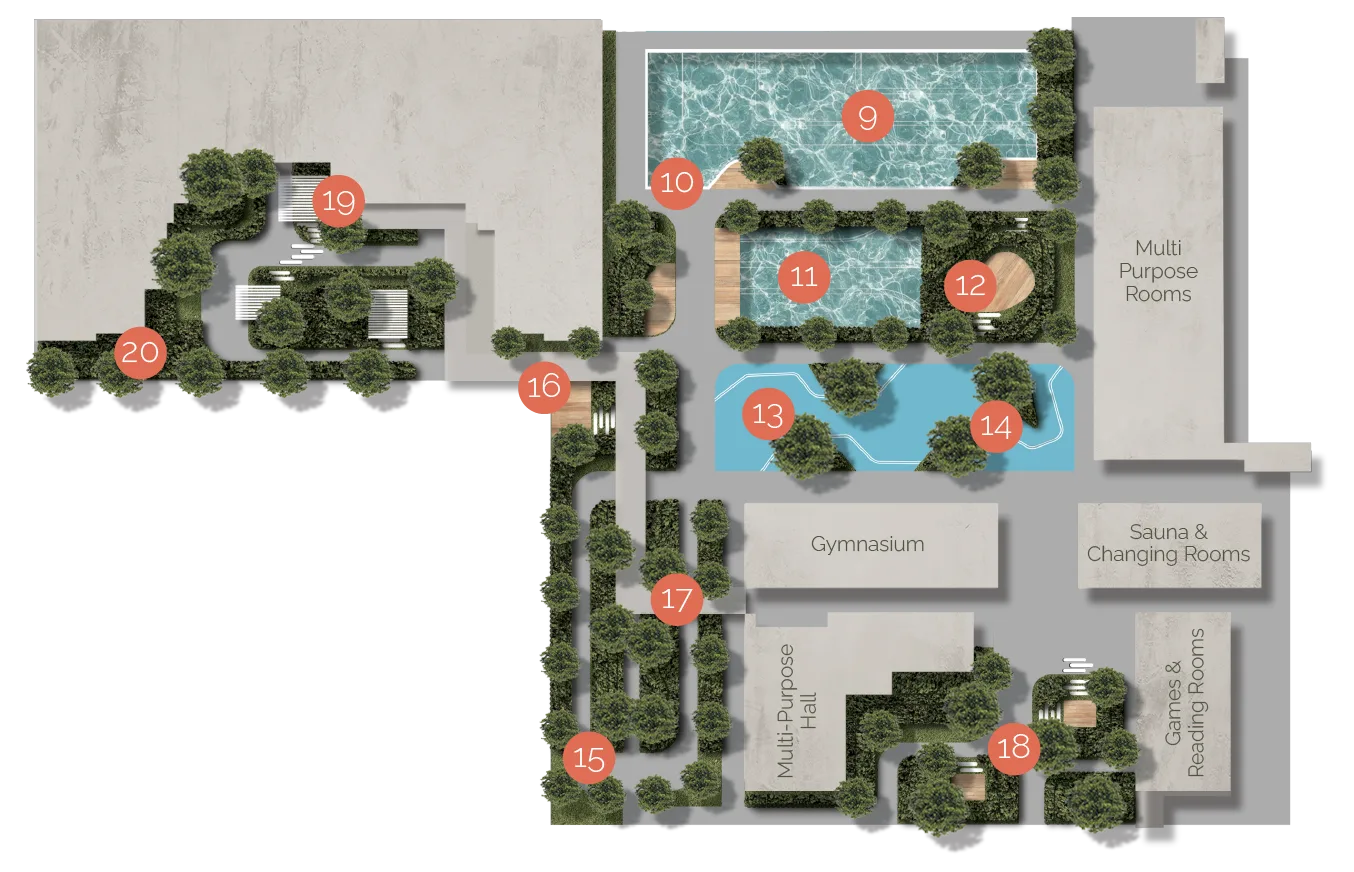 雪兰莪沙登 Taman Bukit Serdang Vista Lavender @ Serdang Hill 5 楼设施平面图与编号图例