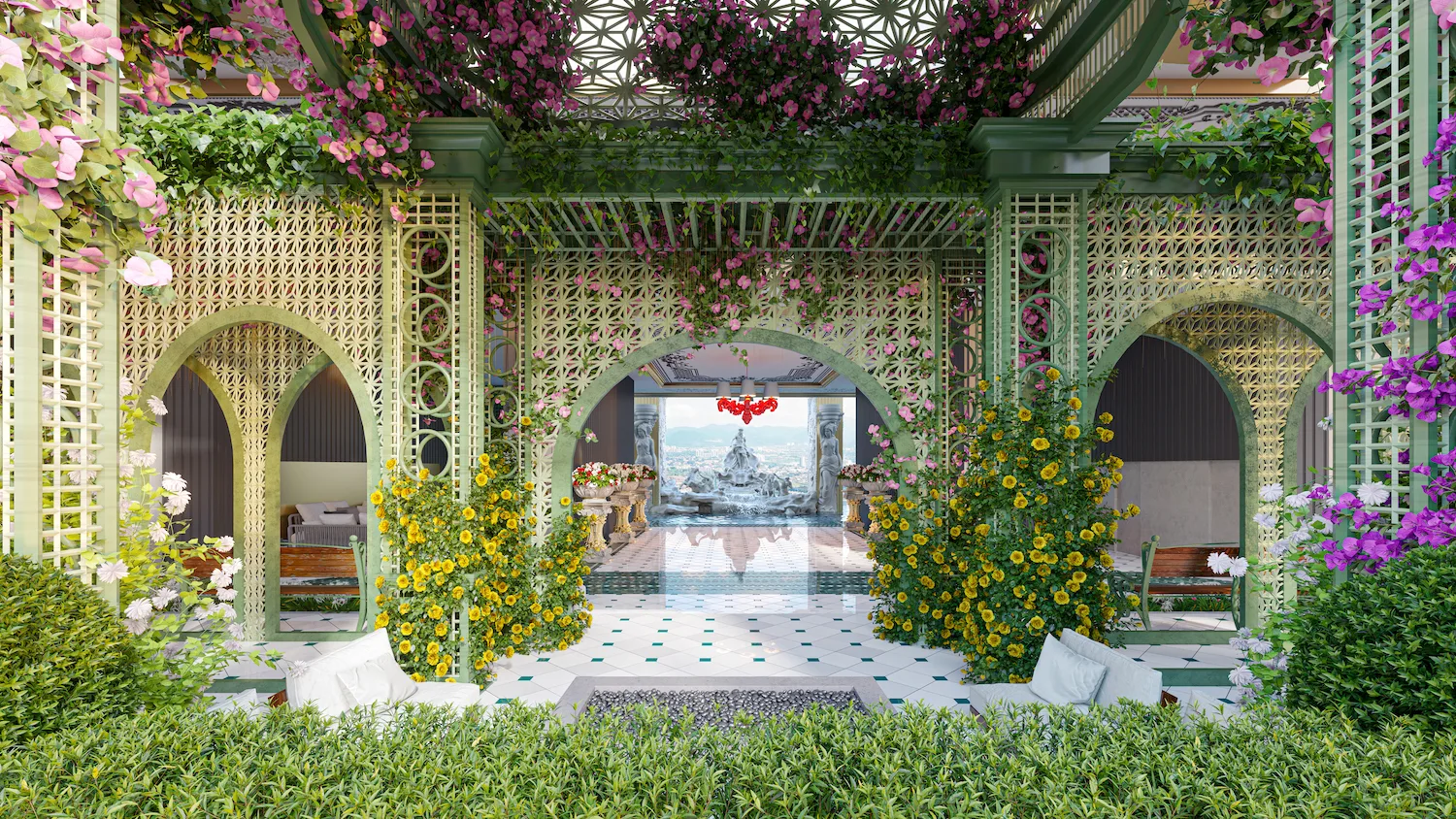 Royale Treillage Garden on the podium deck at Arte Solaris by Solaris Ceria Sdn Bhd, Solaris Mont Kiara, Kuala Lumpur