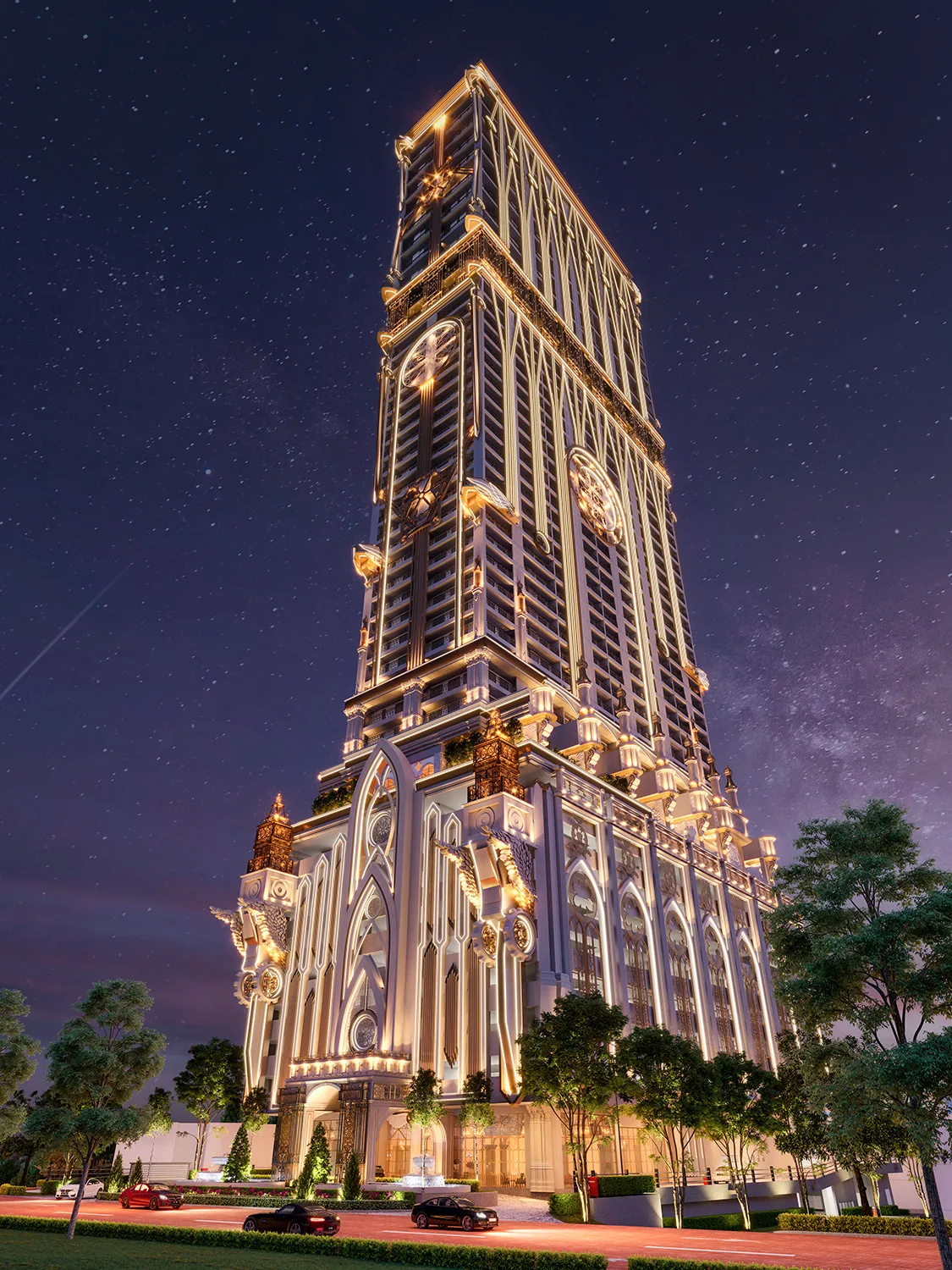 Night artist impression of the tower facade at Arte Solaris by Solaris Ceria Sdn Bhd, Solaris Mont Kiara, Kuala Lumpur