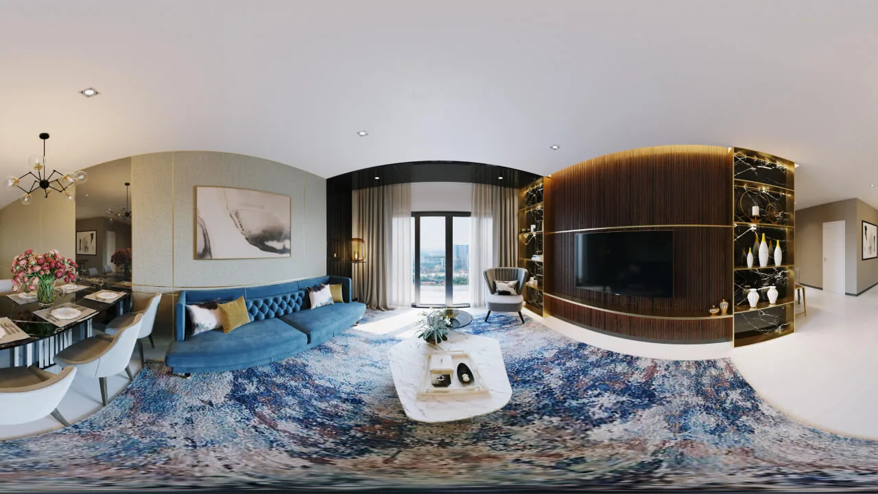 Type E1 show unit living area at Arunya Residences by KLN Land Sdn Bhd, KL North, Jinjang, Kuala Lumpur