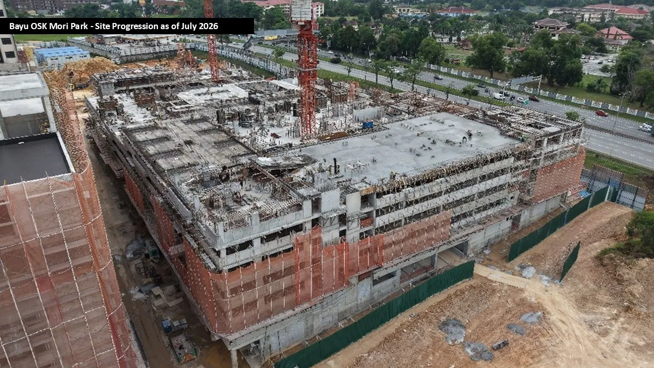 Construction site progress as at July 2026 at BAYU @ OSK Mori Park by Mori Park Sdn Bhd, OSK Property, Seksyen 13, Shah Alam, Selangor