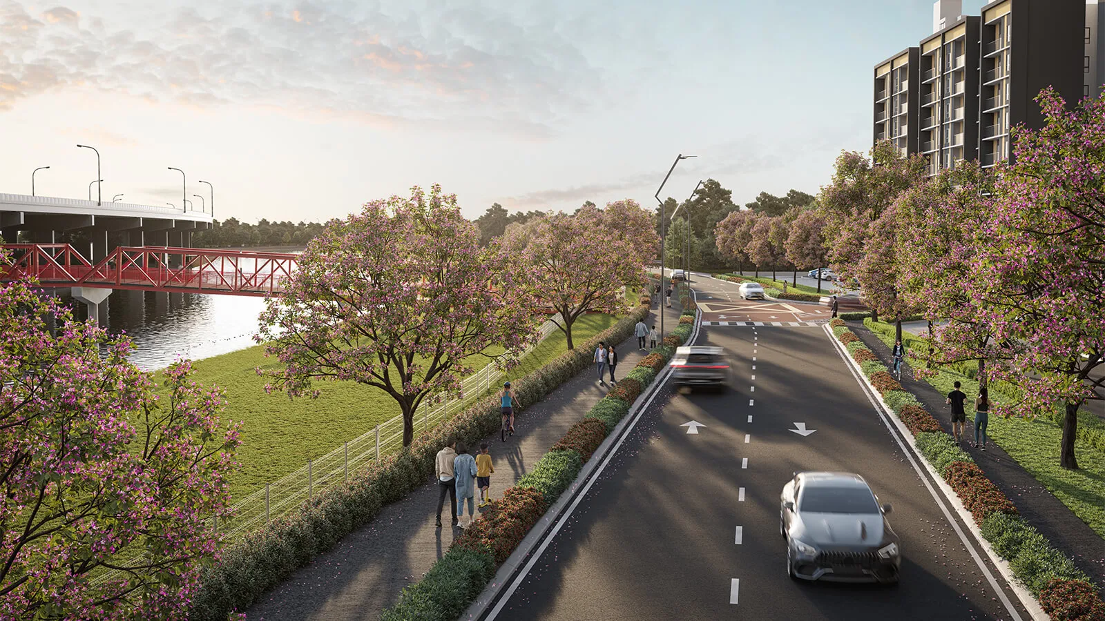 River promenade and landscaped riverside walk at BAYU @ OSK Mori Park by Mori Park Sdn Bhd, OSK Property, Seksyen 13, Shah Alam, Selangor