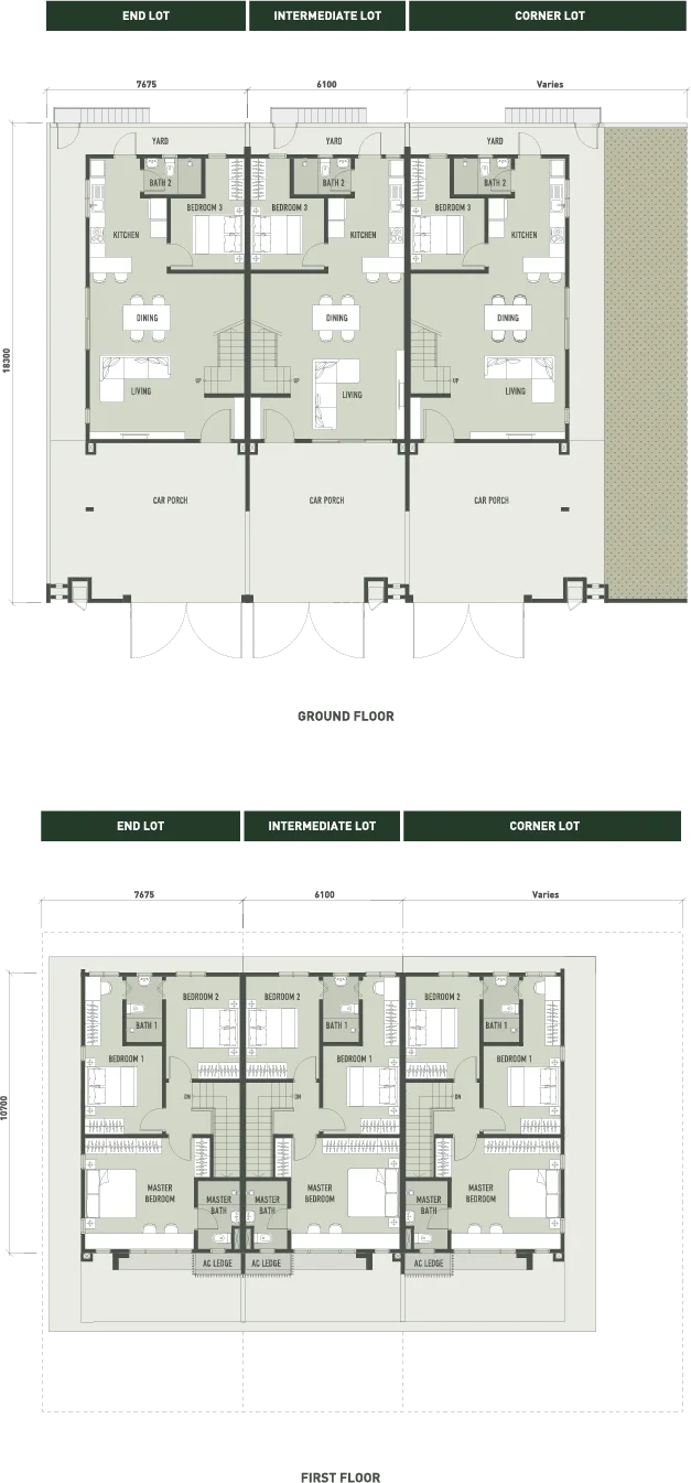 Type A floor plan, two-storey terrace, at Botanica Hills by Stellar Trinity Sdn Bhd, Chin Hin Group Property, Templer, Rawang, Hulu Selangor, Selangor