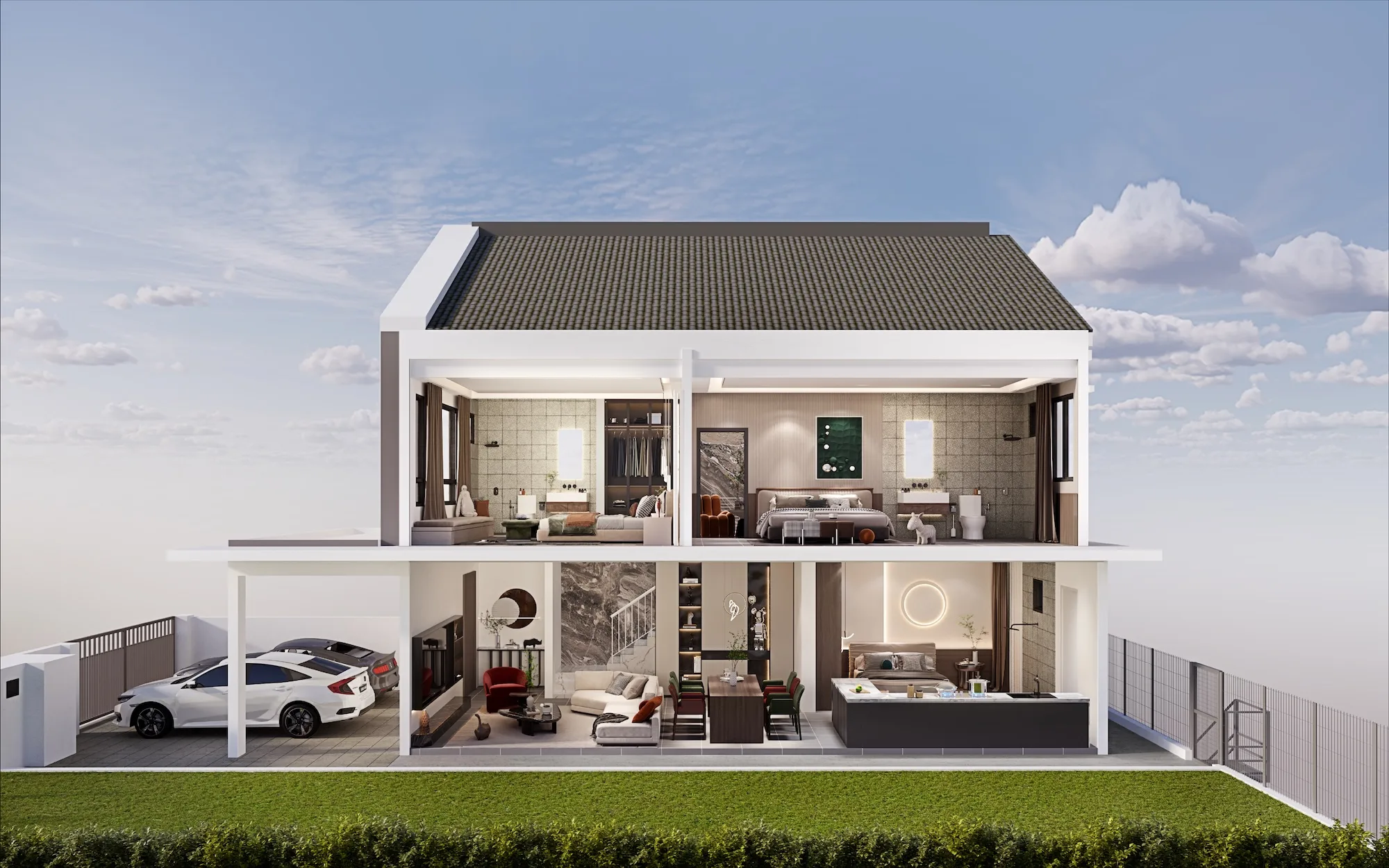Type A two-storey terrace house facade at Botanica Hills by Stellar Trinity Sdn Bhd, Chin Hin Group Property, Templer, Rawang, Hulu Selangor, Selangor