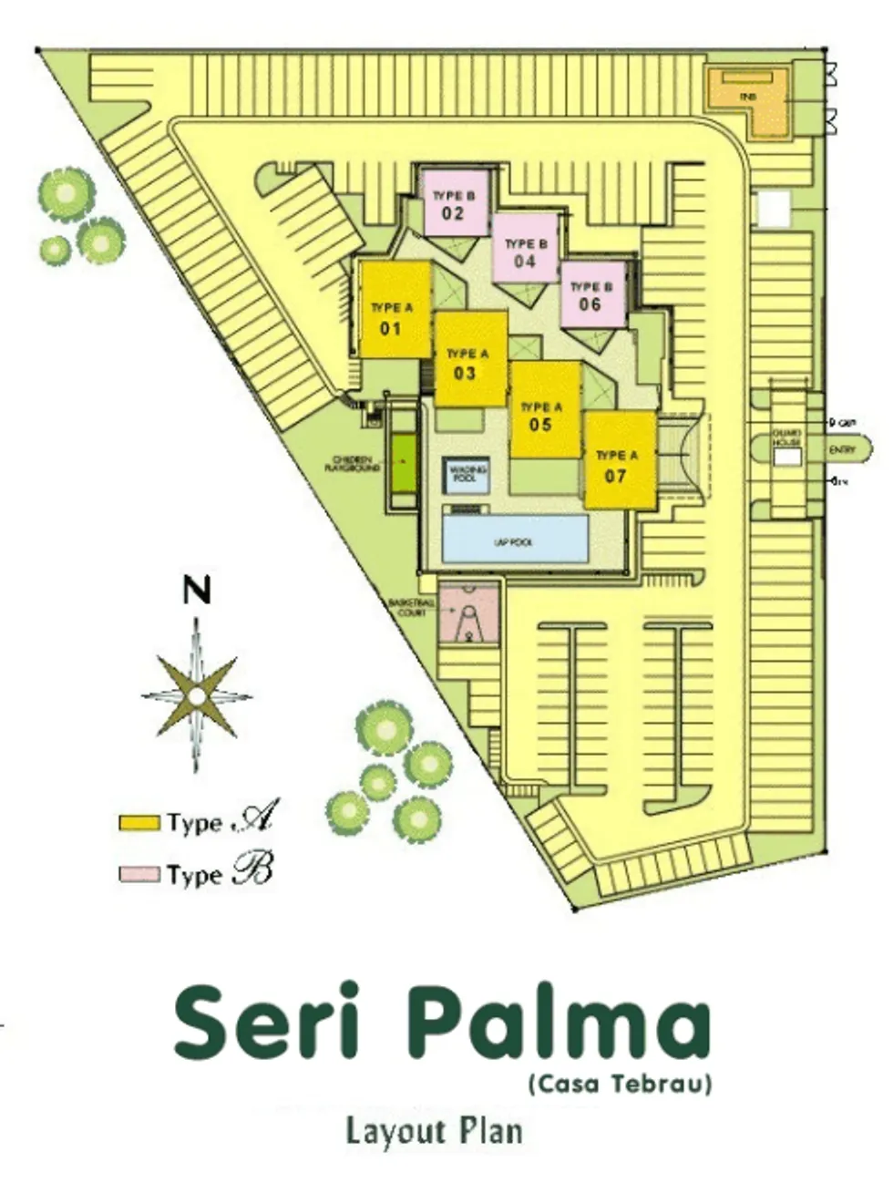 Casa Tebrau @ Seri Palma official site plan showing block positions and facilities