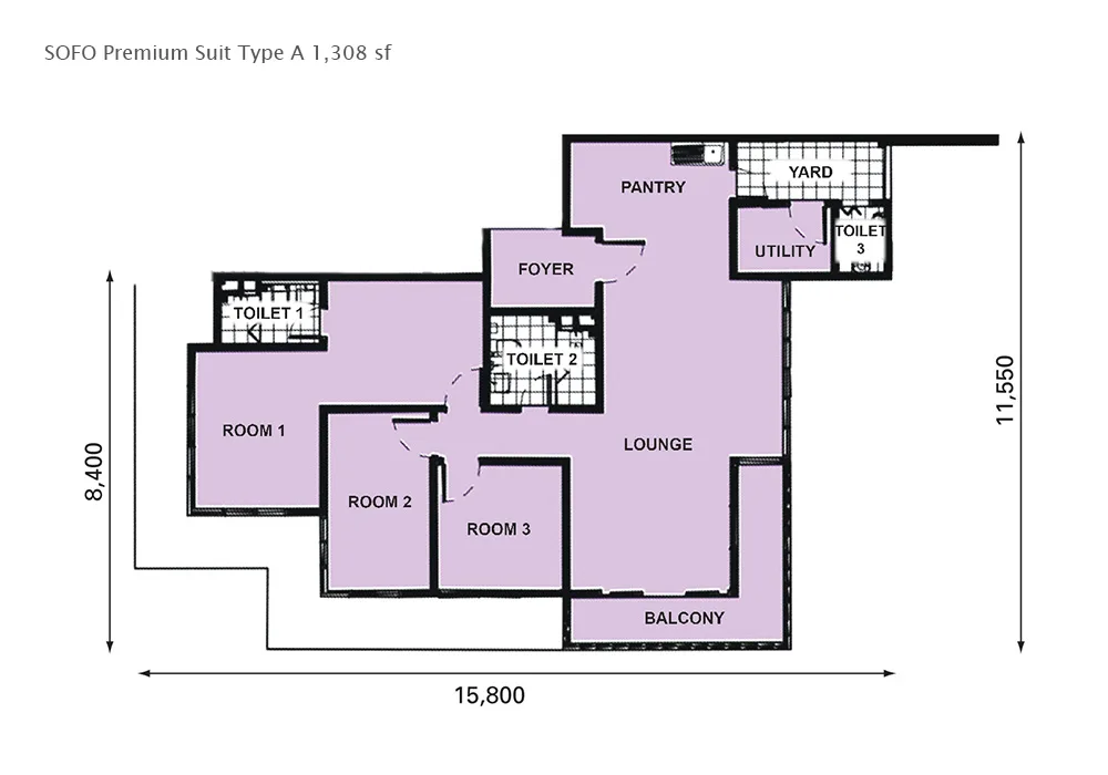 D'Pristine @ Medini SOFO Premium Suite Type A official floor plan — 