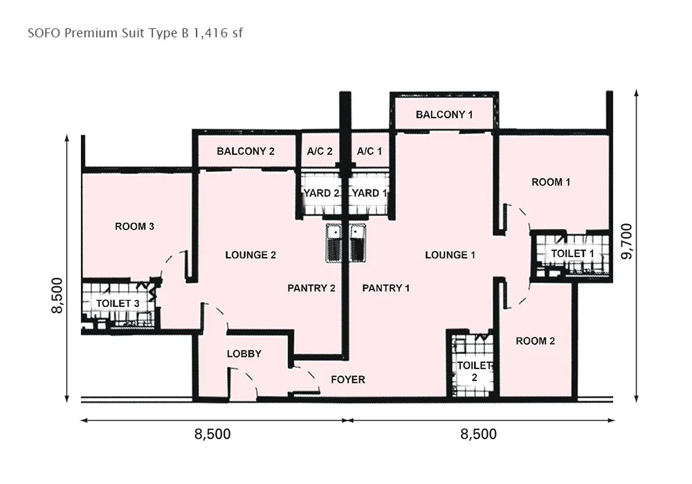 D'Pristine @ Medini SOFO Premium Suite Type B official floor plan — 