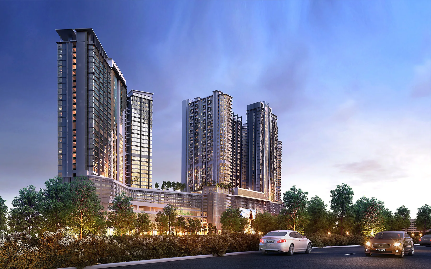 D'Pristine @ Medini The towers at dusk