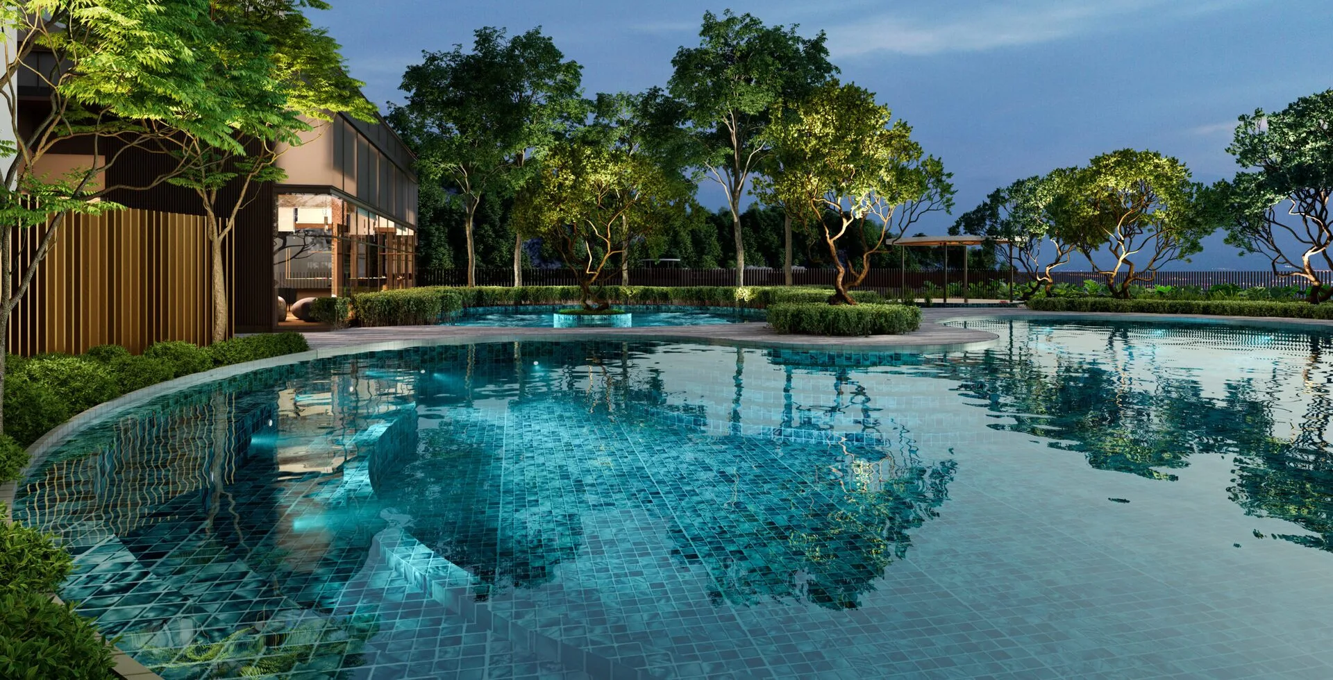 Serene Pool on the podium at D'Tessera Residences by Mightyprop Sdn Bhd, EXSIM Group, Central Park Damansara, Damansara Perdana, Petaling Jaya, Selangor
