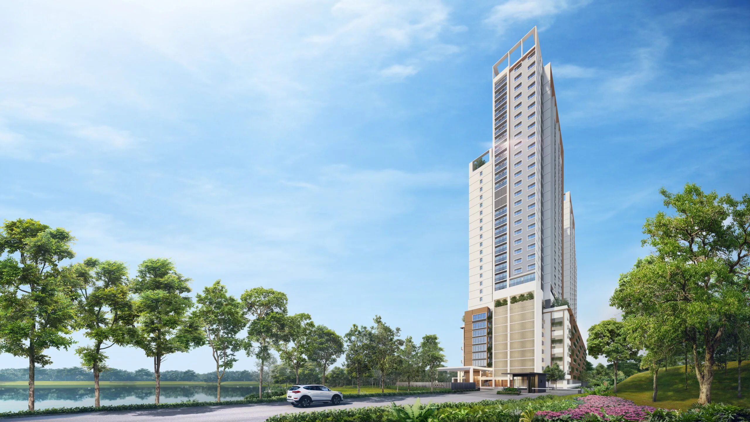 Artist's impression of the twin towers at Danau Puchong by Pakatan Perakbina Sdn Bhd, YTL Land, beside the lake at Bandar Metro Puchong, Puchong, Selangor