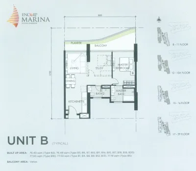 Encorp Marina @ Puteri Harbour Unit B official floor plan — Developer's official typical-floor plan