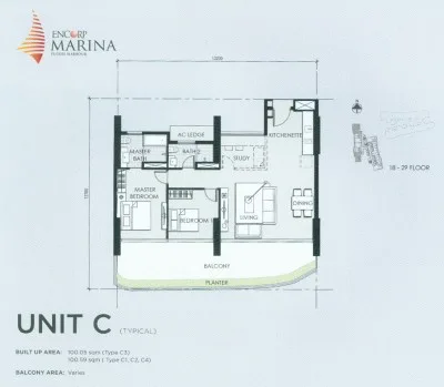Encorp Marina @ Puteri Harbour Unit C official floor plan — Developer's official typical-floor plan