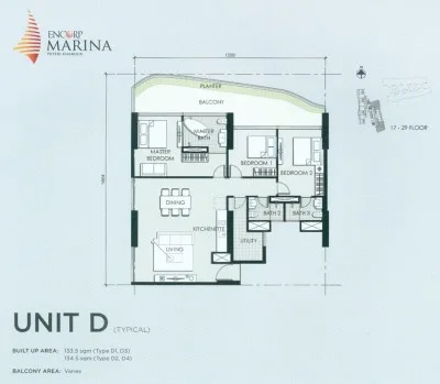 Encorp Marina @ Puteri Harbour Unit D official floor plan — Developer's official typical-floor plan