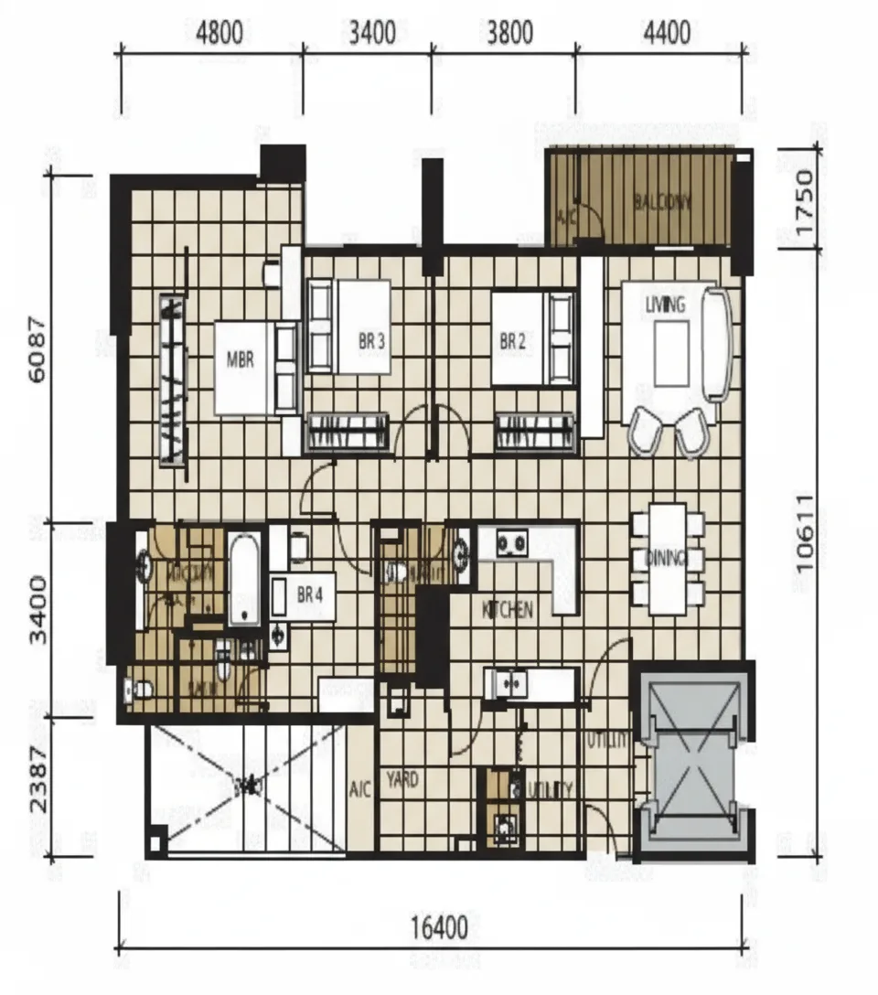 KSL D'Esplanade Residence Type D1 official floor plan — 1,858 sq ft