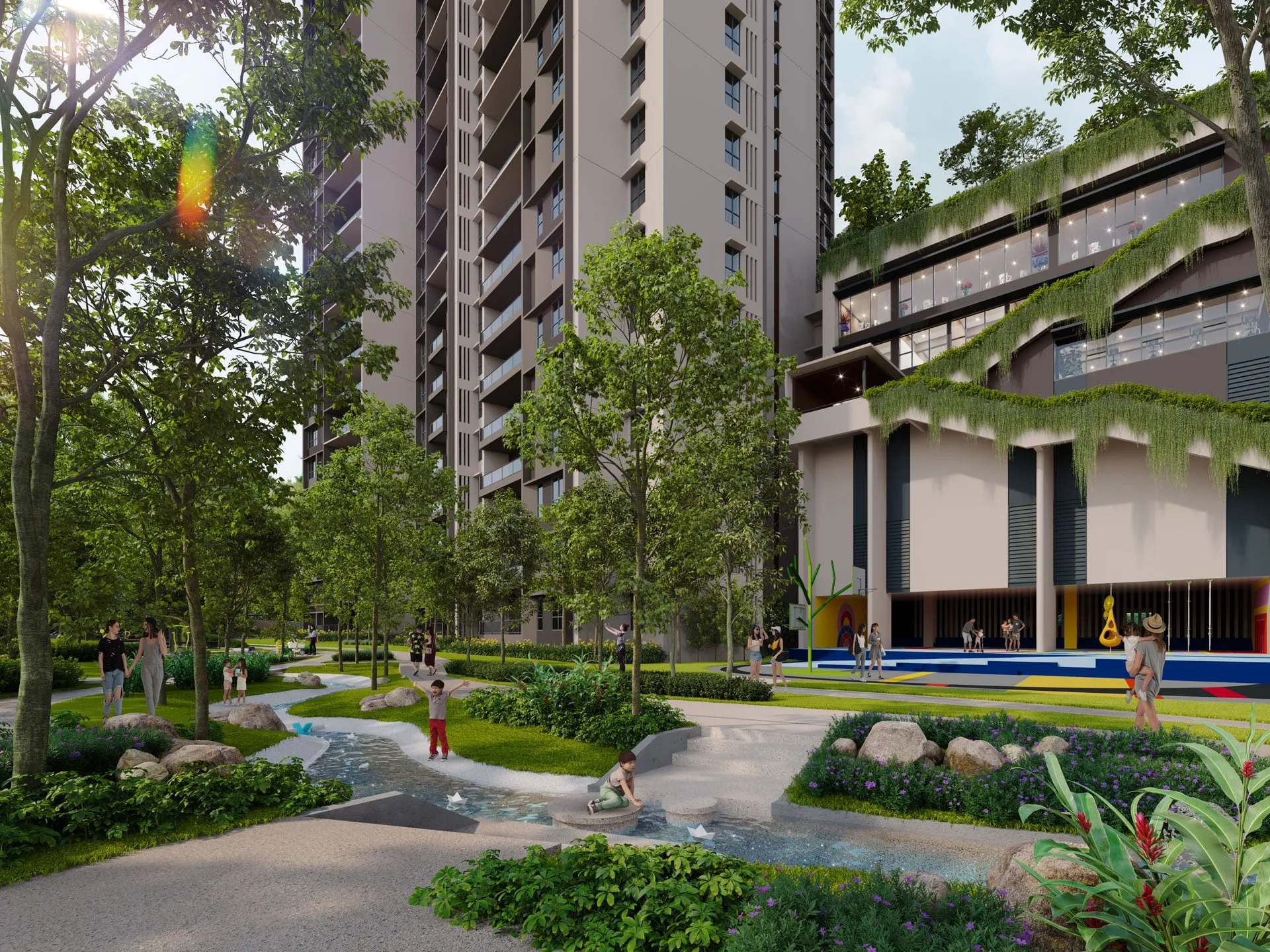 Interactive stream in the 1.3-acre recreational park at Ayanna Resort Residence by Chin Hin Group Property, Bukit Jalil, Kuala Lumpur