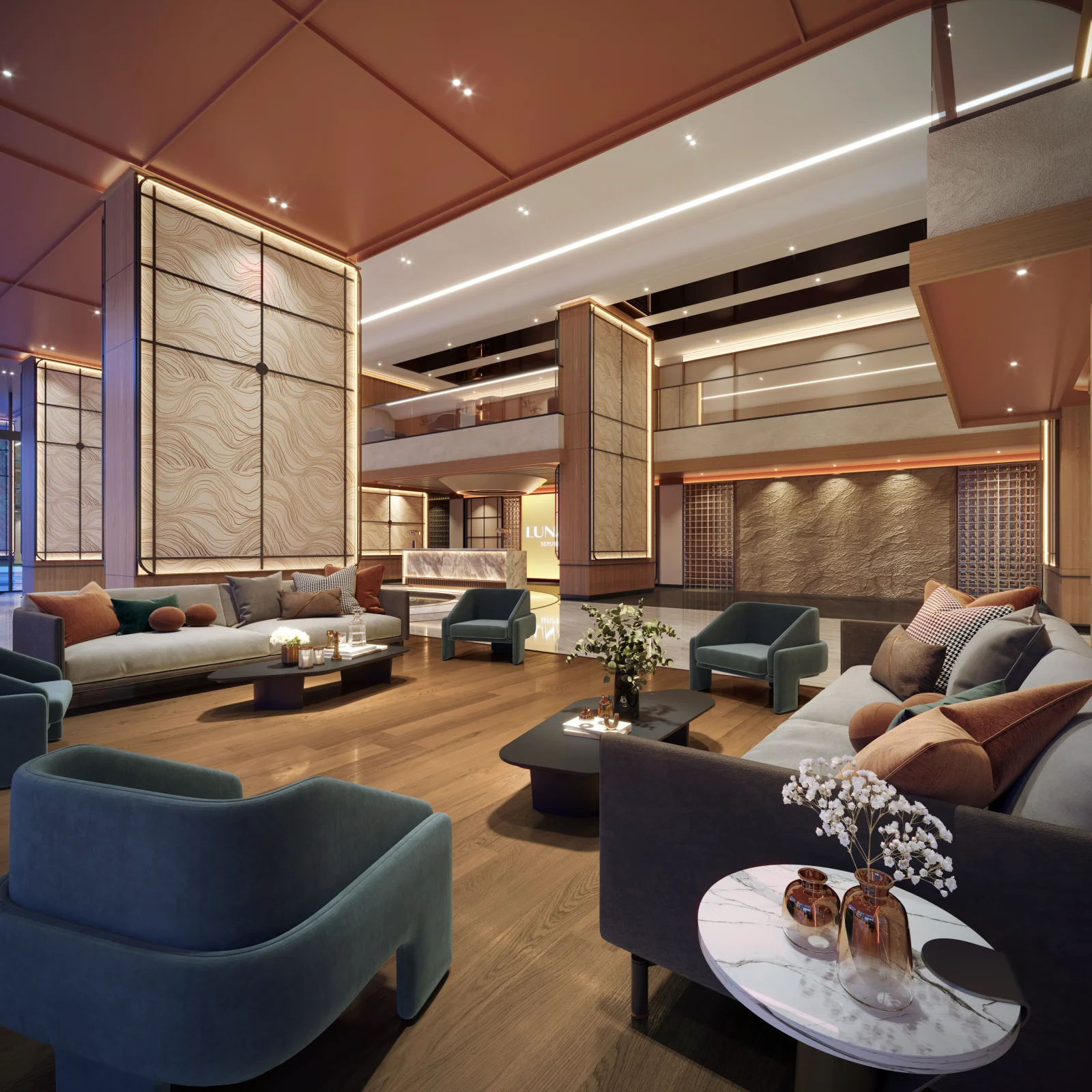 Double volume grand lobby at LUNAR Seputeh by MRCB Seputeh Land Sdn Bhd, MRCB Land, within 9 Seputeh, Old Klang Road, Kuala Lumpur