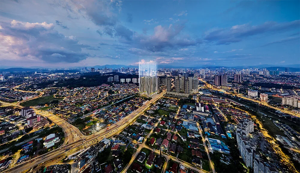 Aerial view of the development at M Aurora by Major Land Development Sdn Bhd, Old Klang Road, Kuala Lumpur
