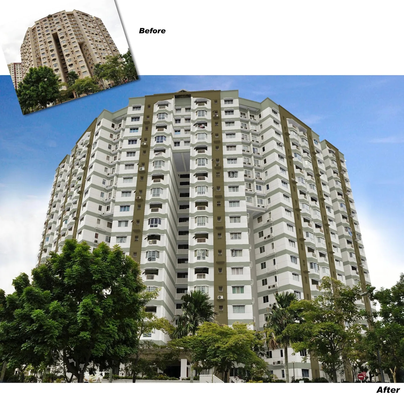 Permas Ville Apartment (Block A / Block B) A 座重新油漆前后对比(管理处 2011 年翻新工程)