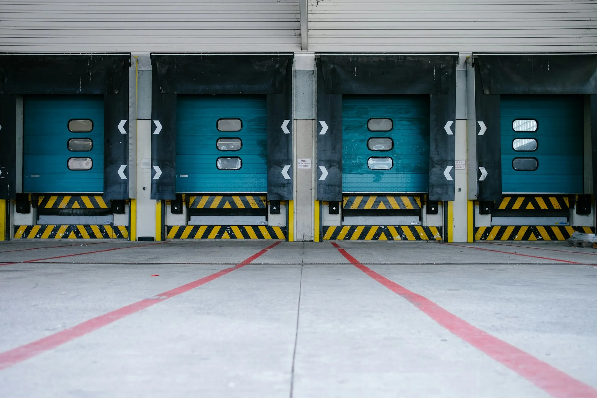 Roller shutters and loading doors, representing the loading conditions of terrace factory units here