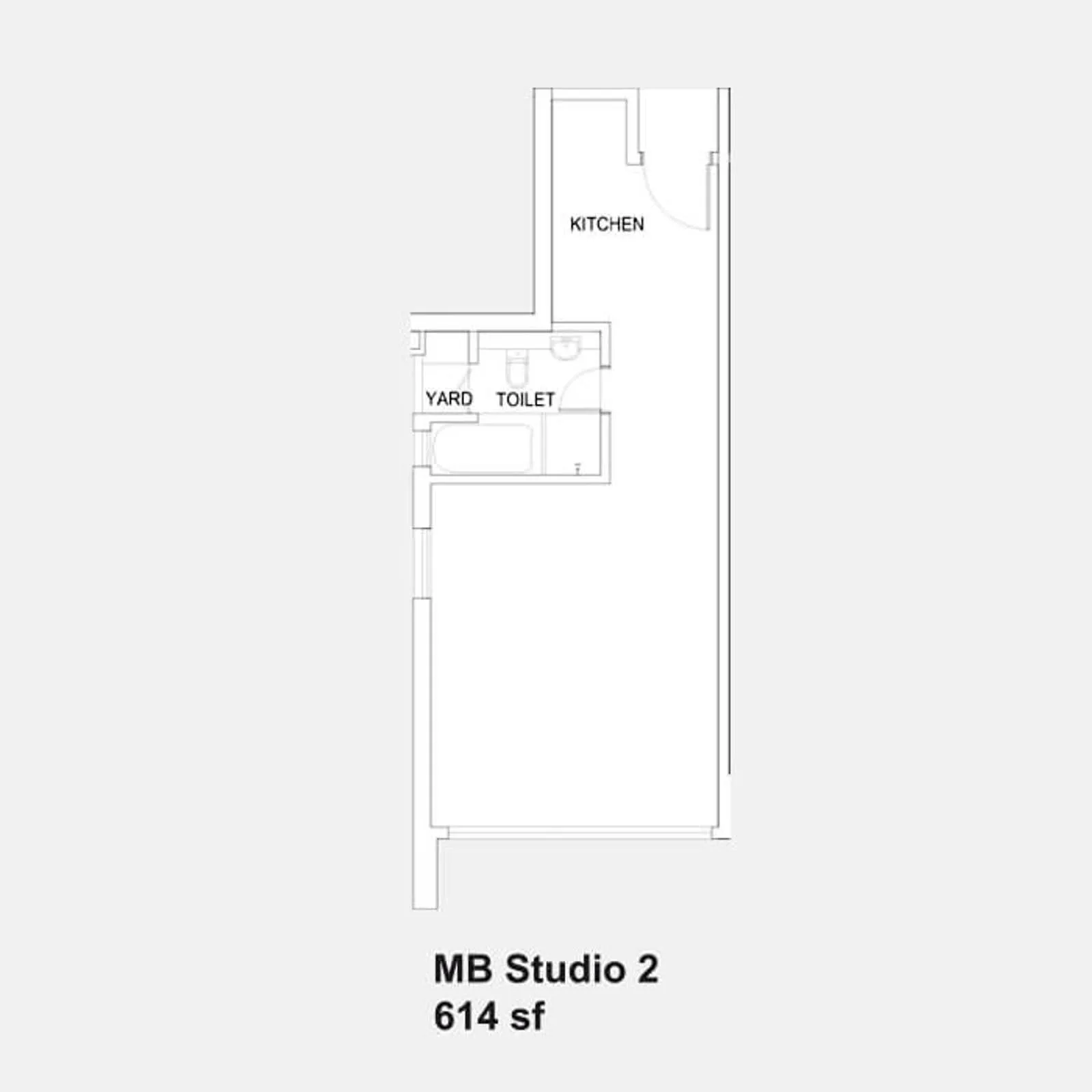 Setia Sky88 MB Studio 2 official floor plan — 614 sq ft · studio 1 bath