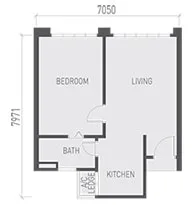 Sky View @ Bukit Indah Type A official floor plan — 538 sq ft · 1 bed 1 bath