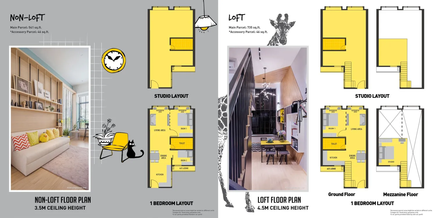 Sunway GRID Residence official studio and one-bedroom floor plans