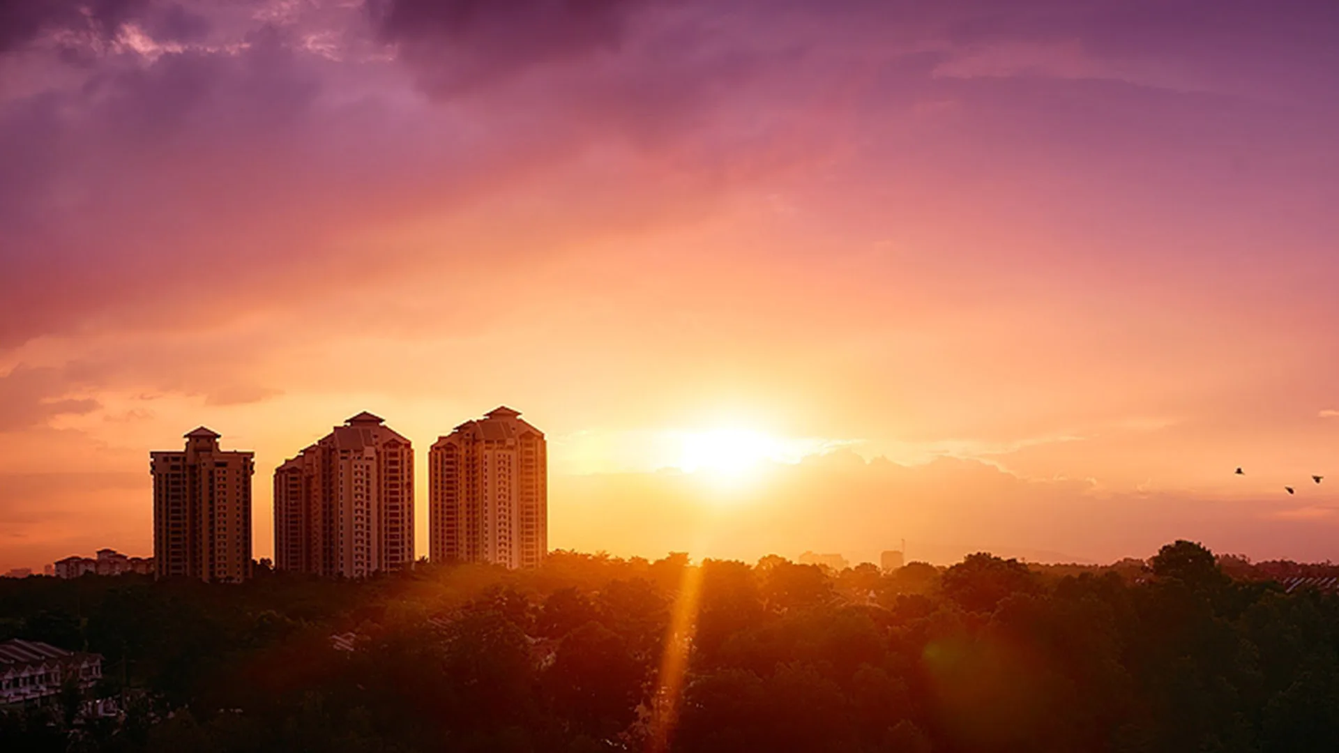 The Straits View Condominium The towers at sunset