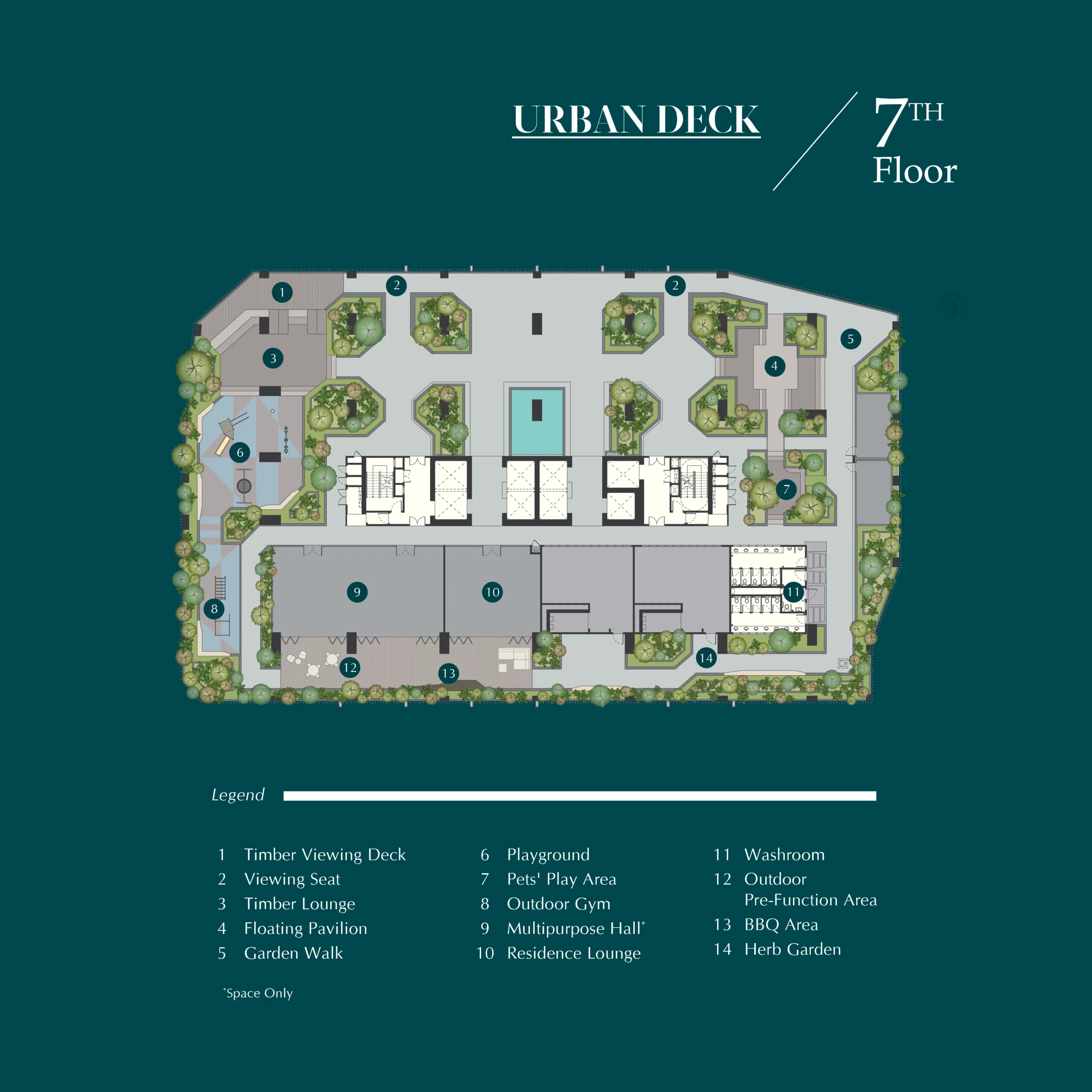 Level 7 Urban Deck facilities plan at Times Square 2 by Berjaya Times Square Sdn Bhd, Jalan Imbi, Bukit Bintang, Kuala Lumpur