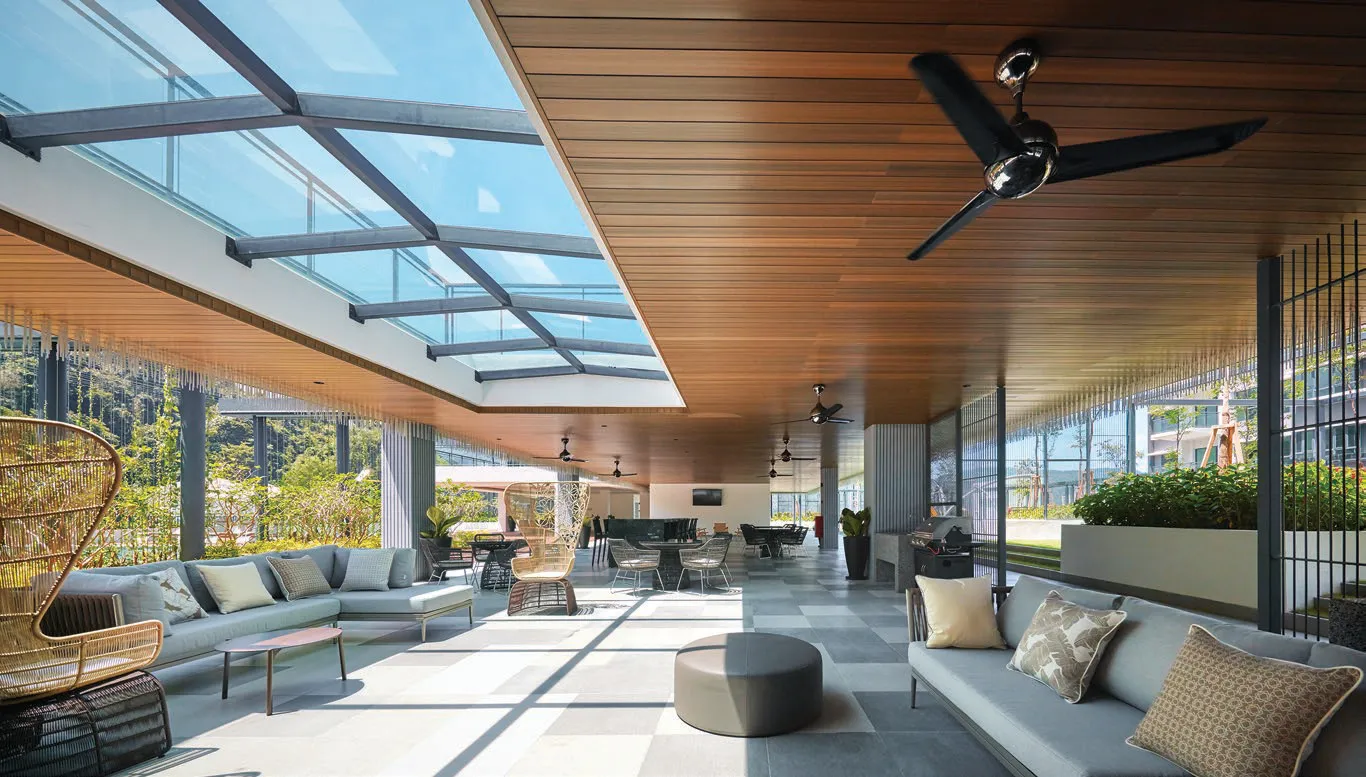 Alila 2 BBQ area under a glass-and-timber roof, Tanjung Bungah, Penang — actual photo