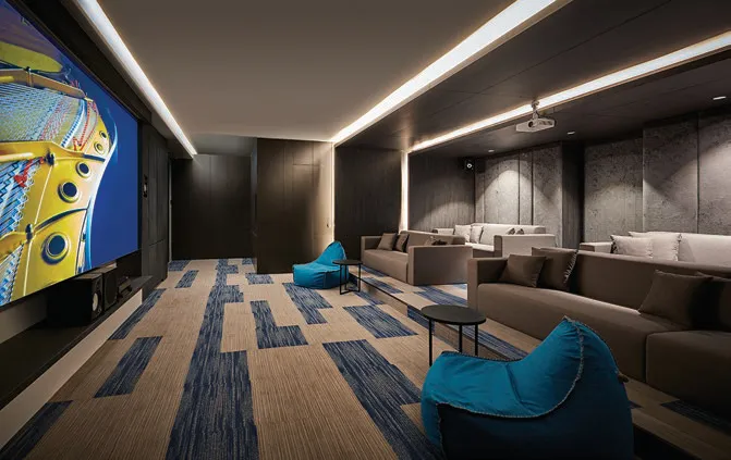 Alila 2 residents' mini theatre with projection screen, Tanjung Bungah — actual photo