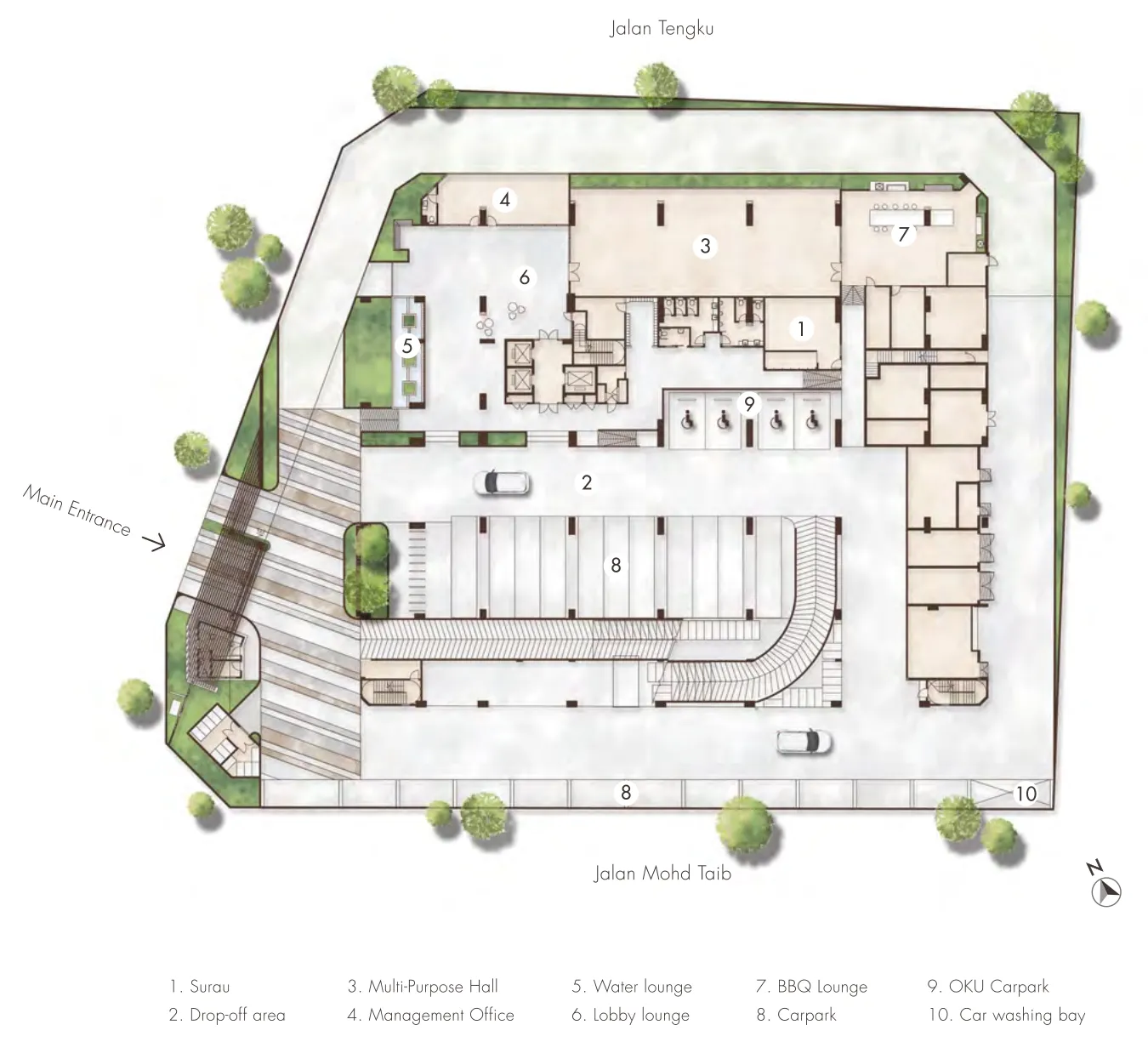 Alton Skyvillas ground floor site plan between Jalan Tengku and Jalan Mohd Taib, Jelutong — developer's plan