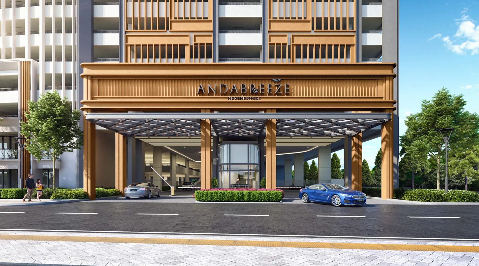 AndaBreeze Residences entrance and covered drop-off, Bandar Cassia, Batu Kawan — artist's impression