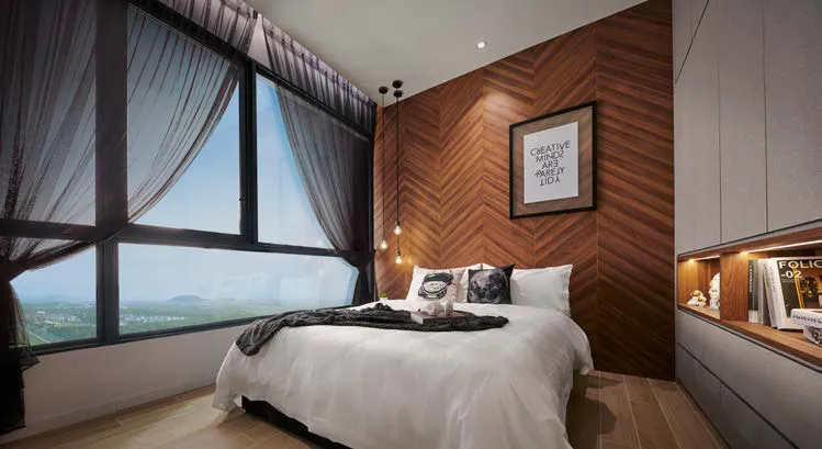 Anggun Residences 样品屋主卧实拍,整面落地窗,峇都加湾