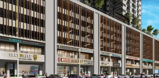 Aralia Park 塔楼底层双层商业店铺效果图,新邦安拔 Pearl City