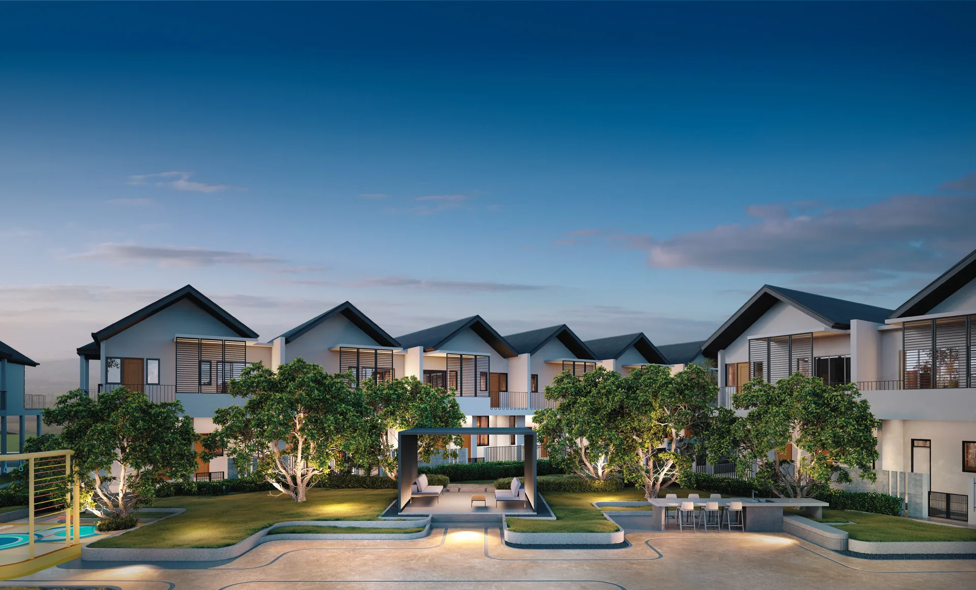 Artist’s impression of the Araya Gardens superlink homes at Araya Garden, Ayuria Place, Alamesra, Kota Kinabalu, Sabah