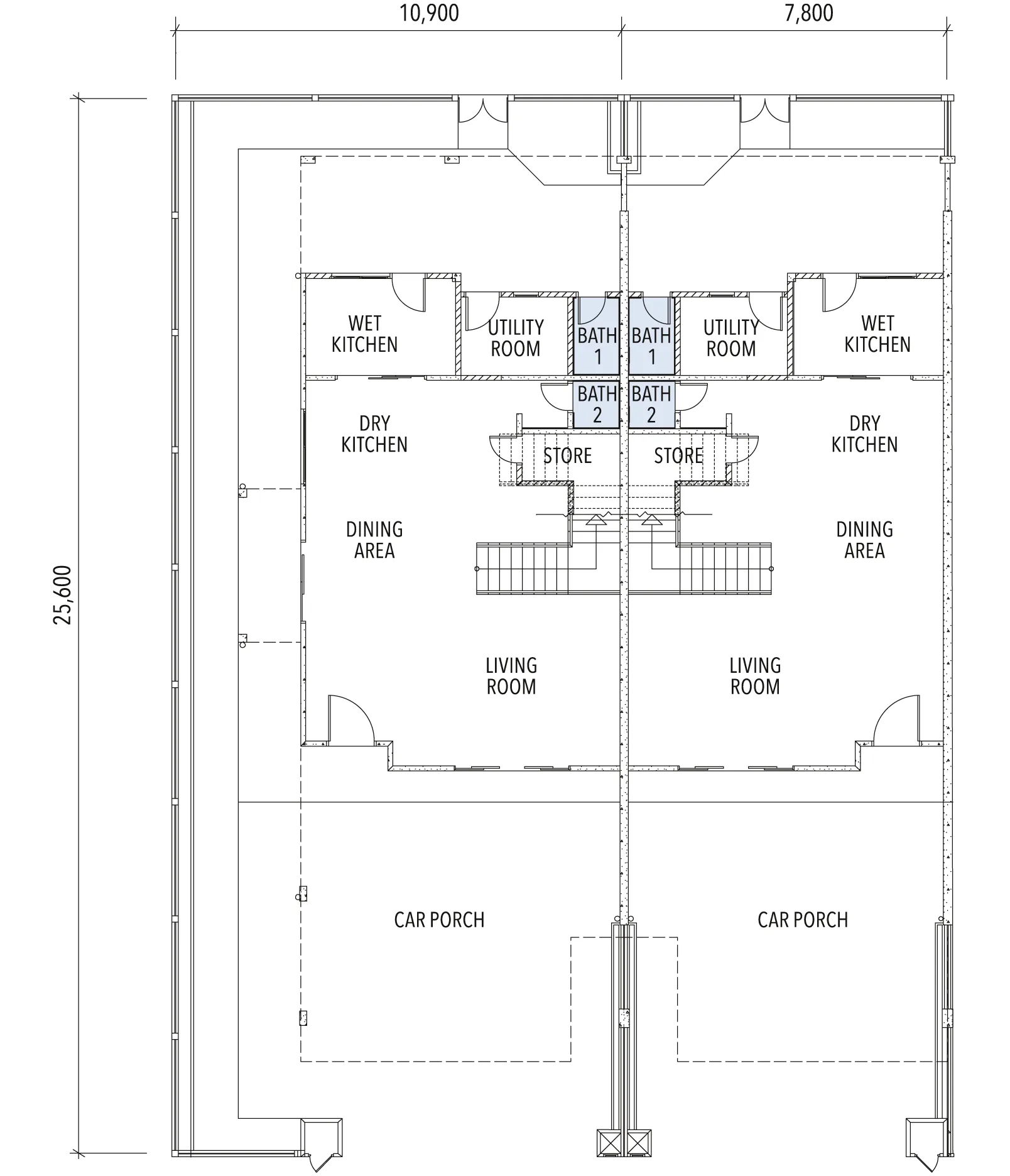 Superlink ground floor plan at Araya Garden, Ayuria Place, Alamesra, Kota Kinabalu, Sabah