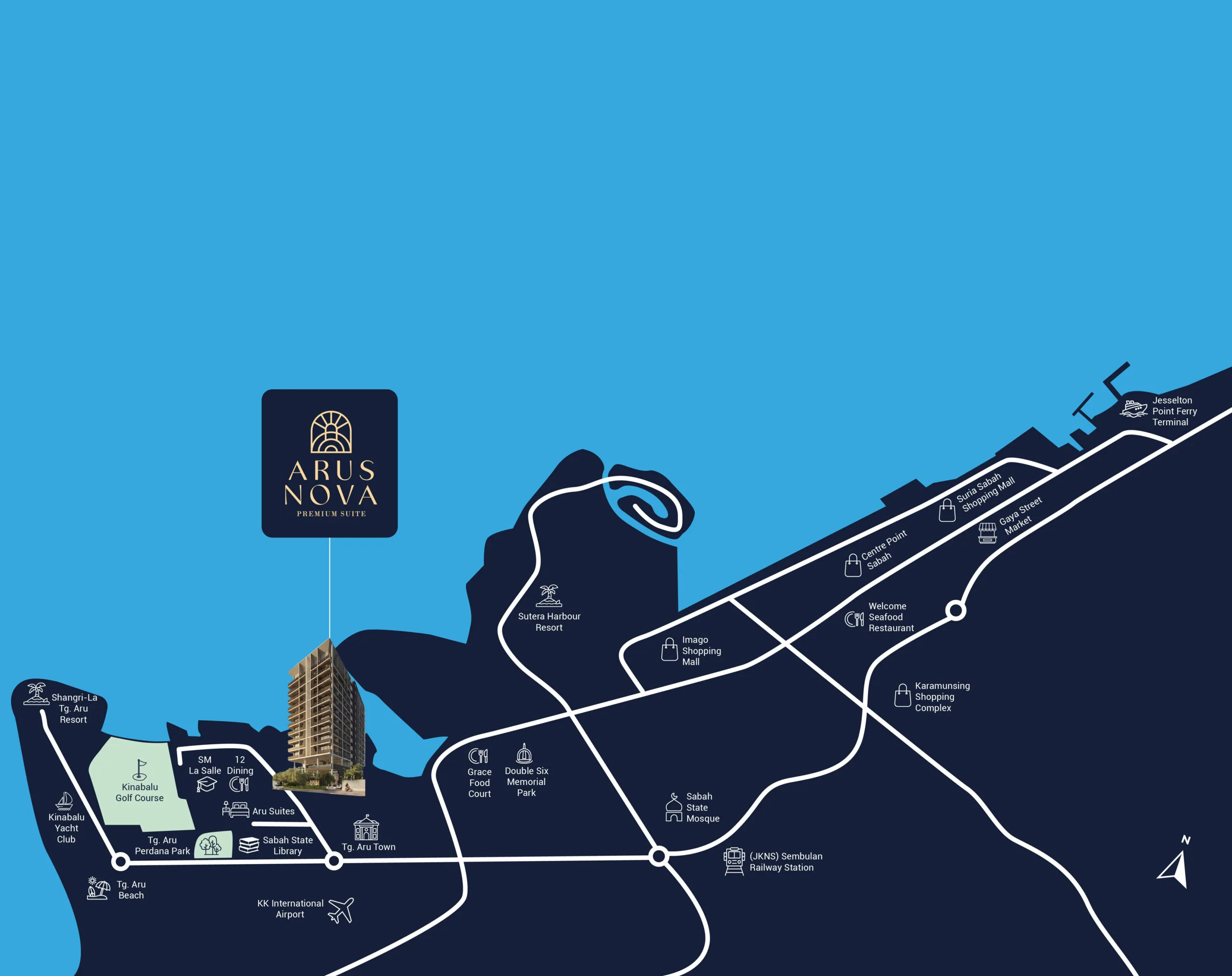 Developer location map of Tanjung Aru at Arus Nova, Jalan Tanjung Aru, Kota Kinabalu, Sabah