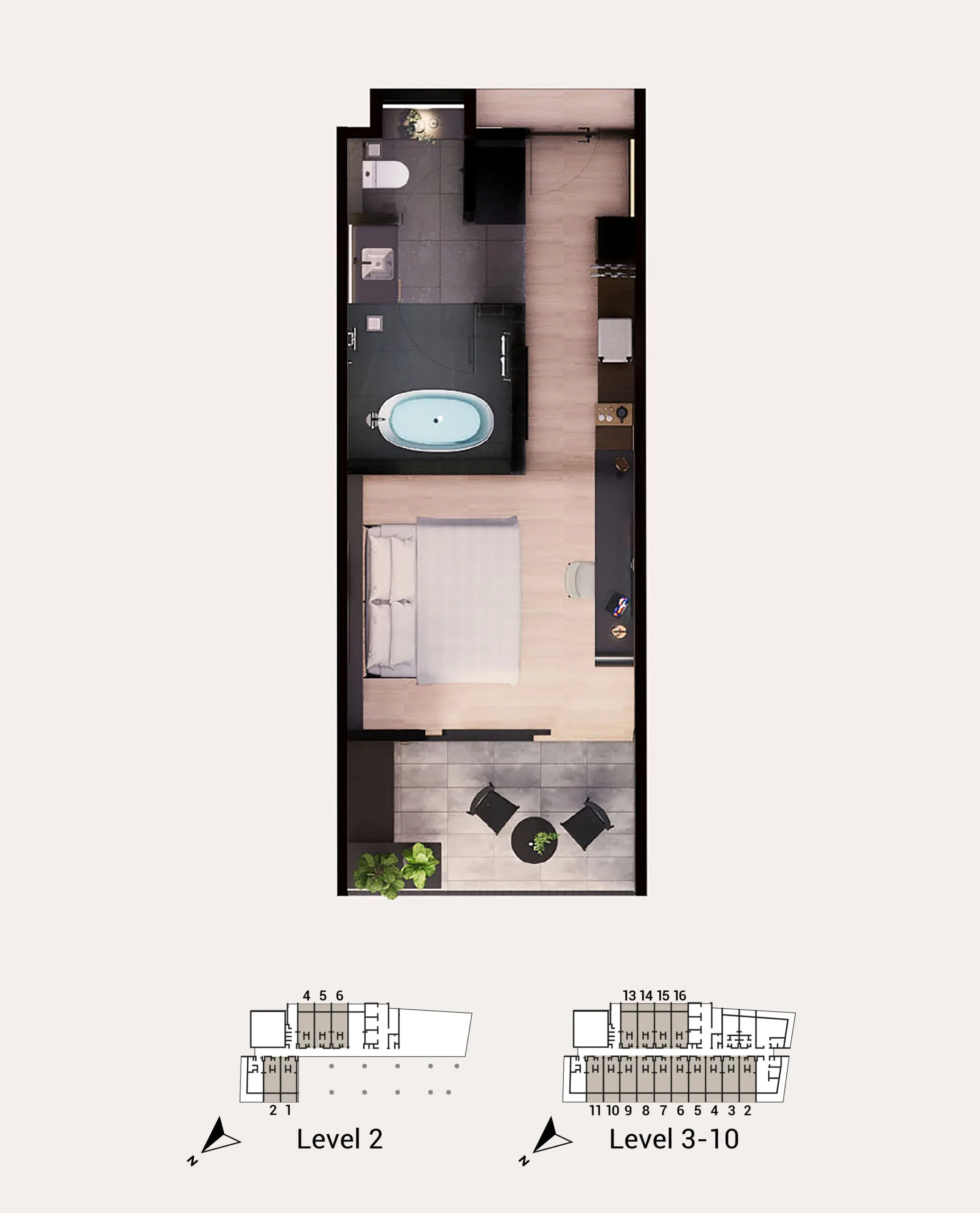 Type B unit plan 421 sq ft studio at Arus Nova, Jalan Tanjung Aru, Kota Kinabalu, Sabah