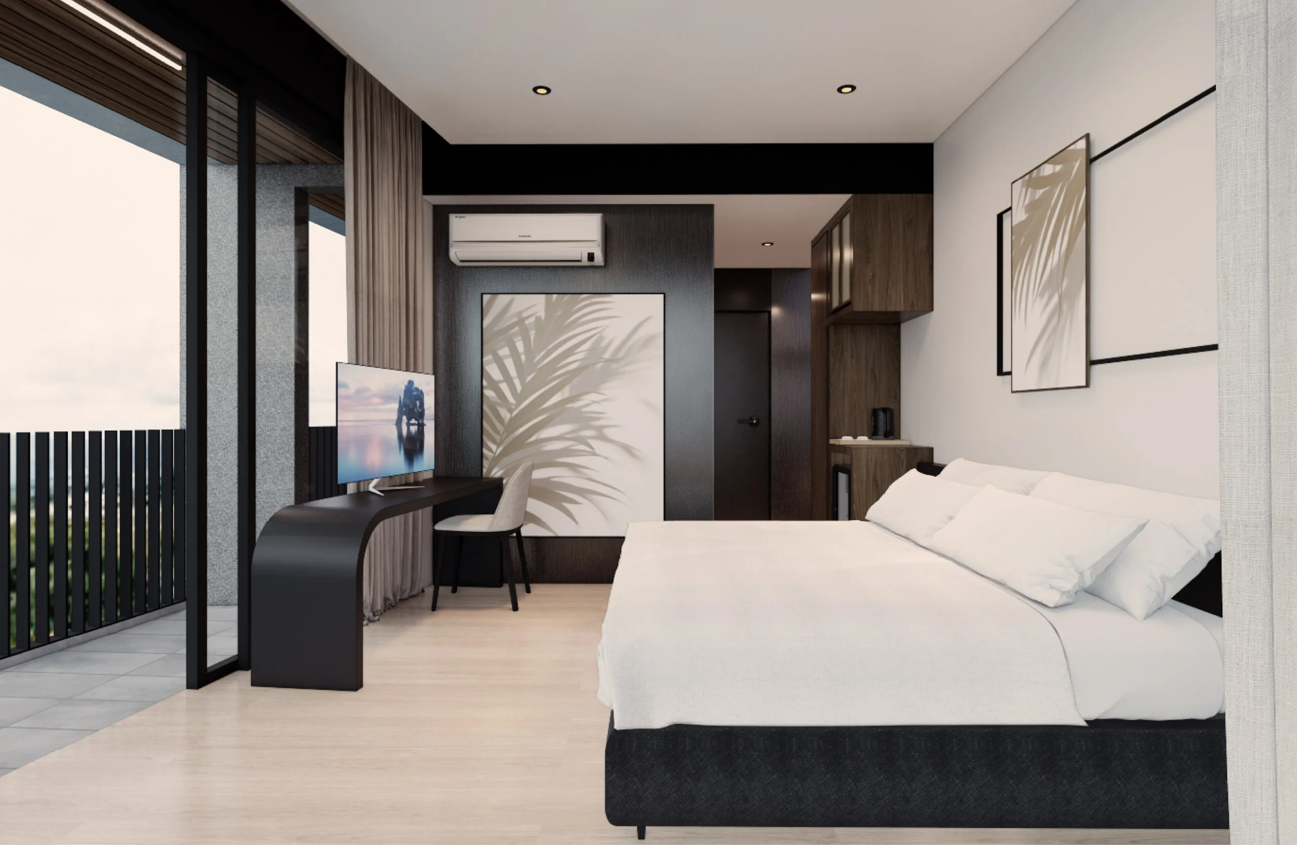 Type D dual-key suite interior at Arus Nova, Jalan Tanjung Aru, Kota Kinabalu, Sabah