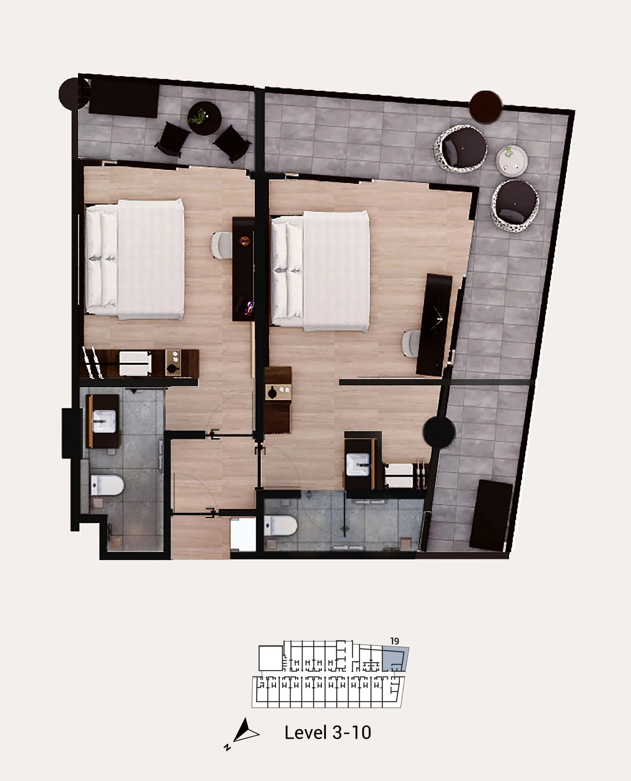 Type D dual key unit plan 777 sq ft at Arus Nova, Jalan Tanjung Aru, Kota Kinabalu, Sabah