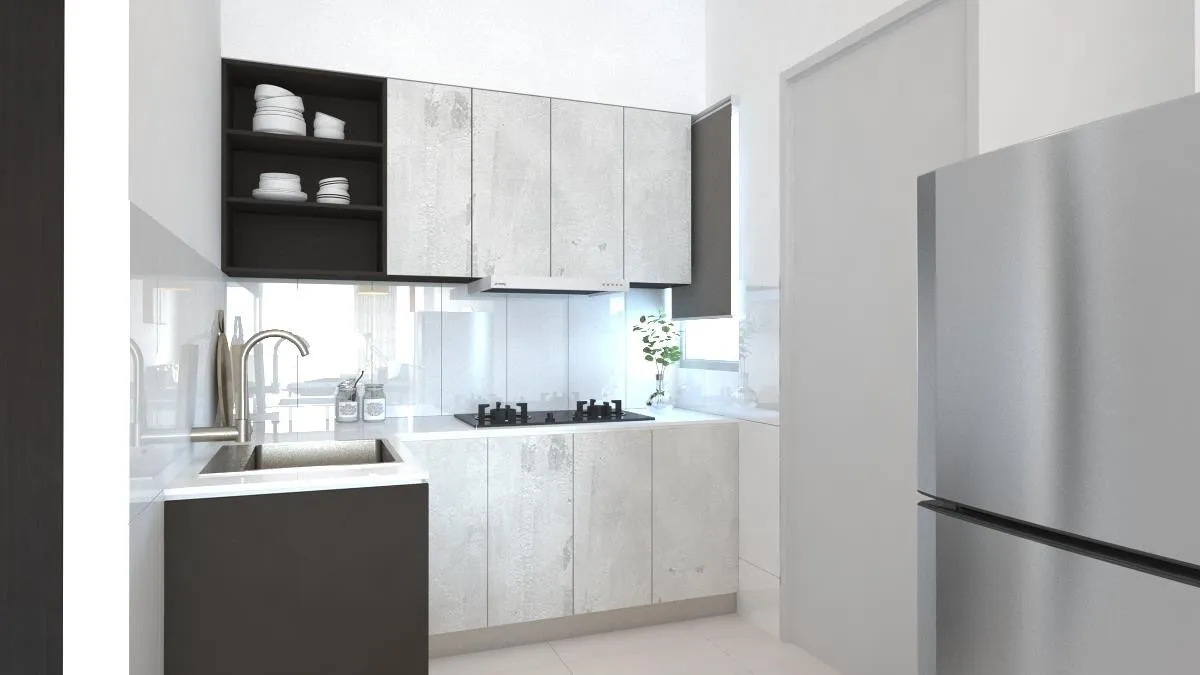 Ayana Residence kitchen interior design concept, 900 sq ft unit, Butterworth — artist's impression